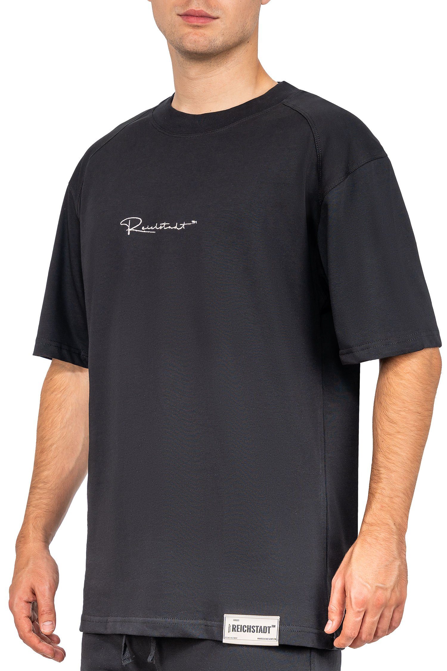 Oversize-Shirt 22RS033 Stitching auf Brust der schwarz Reichstadt mit T-shirt (1-tlg) Casual