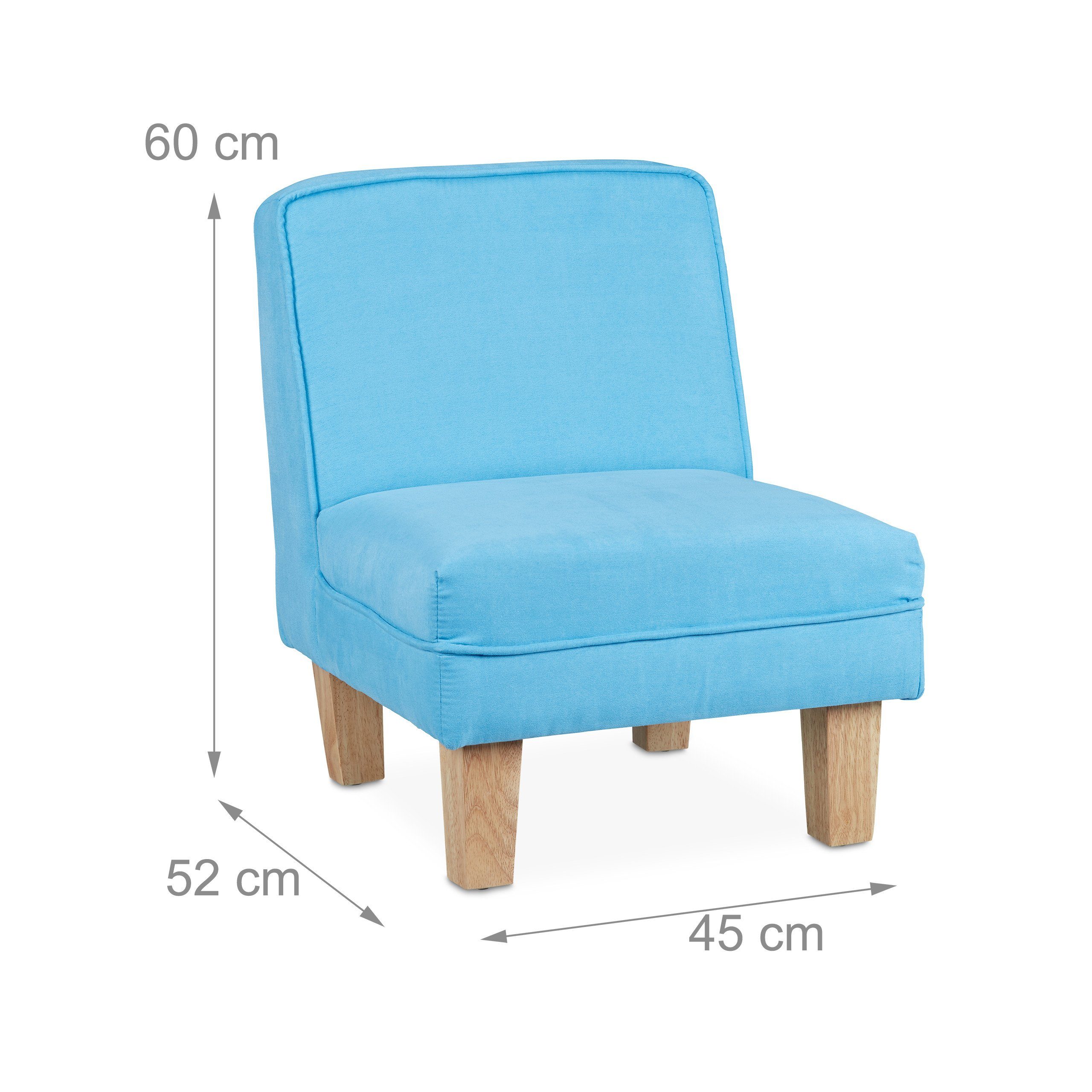 mit relaxdays Kindersessel Holzfüßen, Blau Hellblau Sessel Hellbraun
