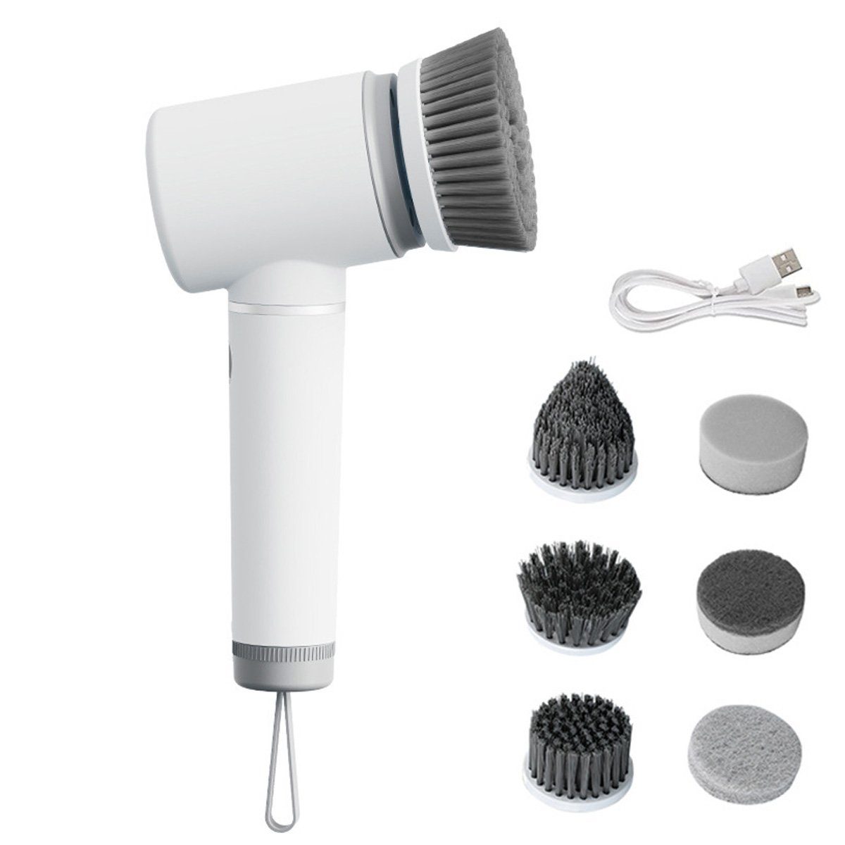 Reinigungsbürsten-Set Elektrische Reinigungsbürste, Scrubber 360° mit 6 Ersatzbürsten
