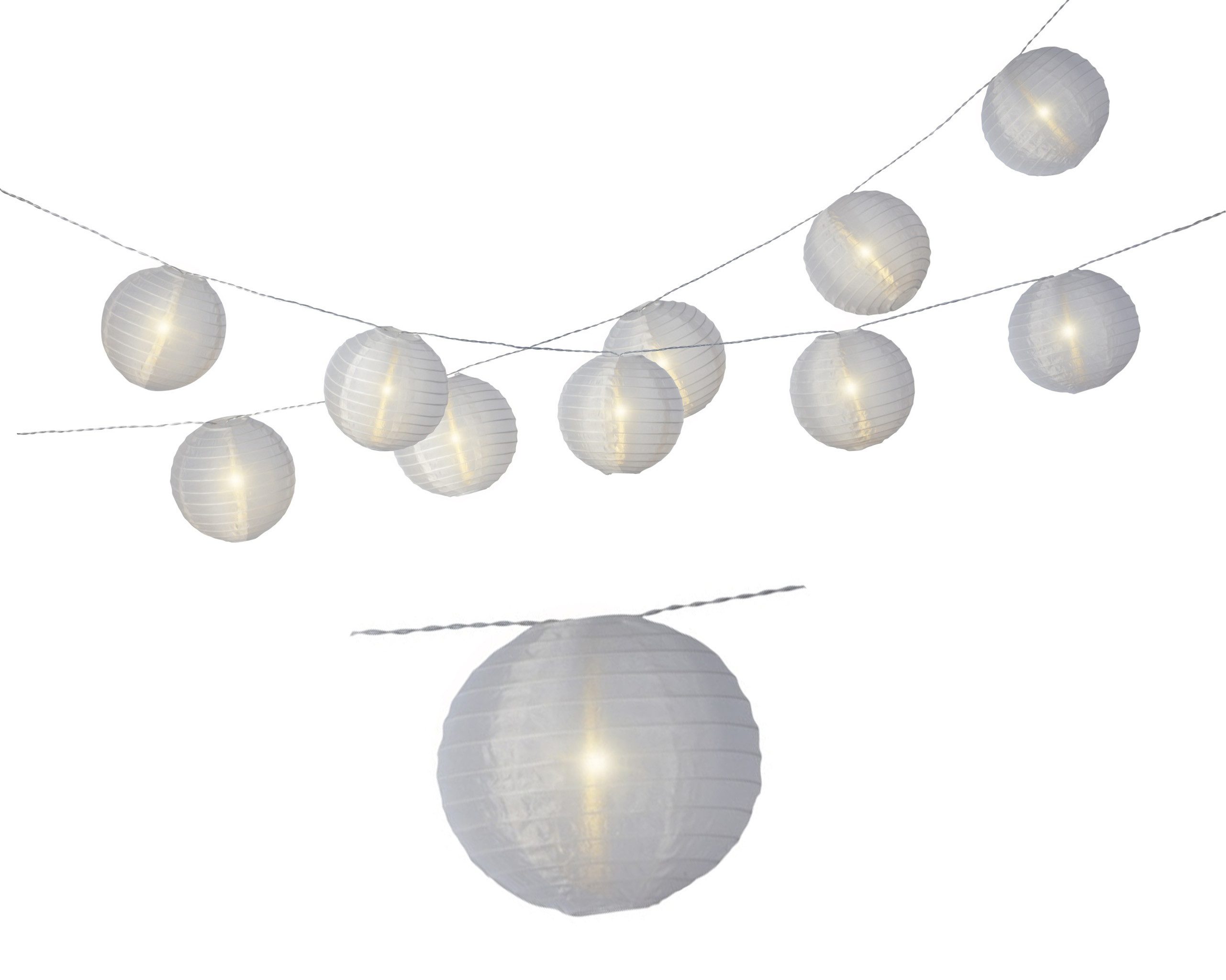 Lumineo LED-Lichterkette, LED Lichterkette mit 15 Lampions Outdoor 7m mit Trafo Warmweiß