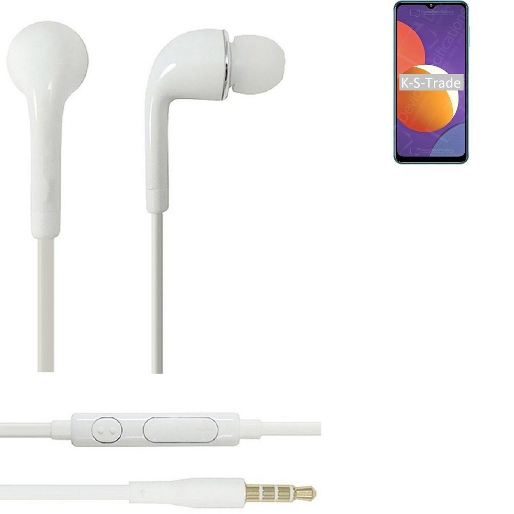 K-S-Trade für Samsung Galaxy M12 weiß Lautstärkeregler (Kopfhörer In-Ear-Kopfhörer Headset u mit 3,5mm) Mikrofon