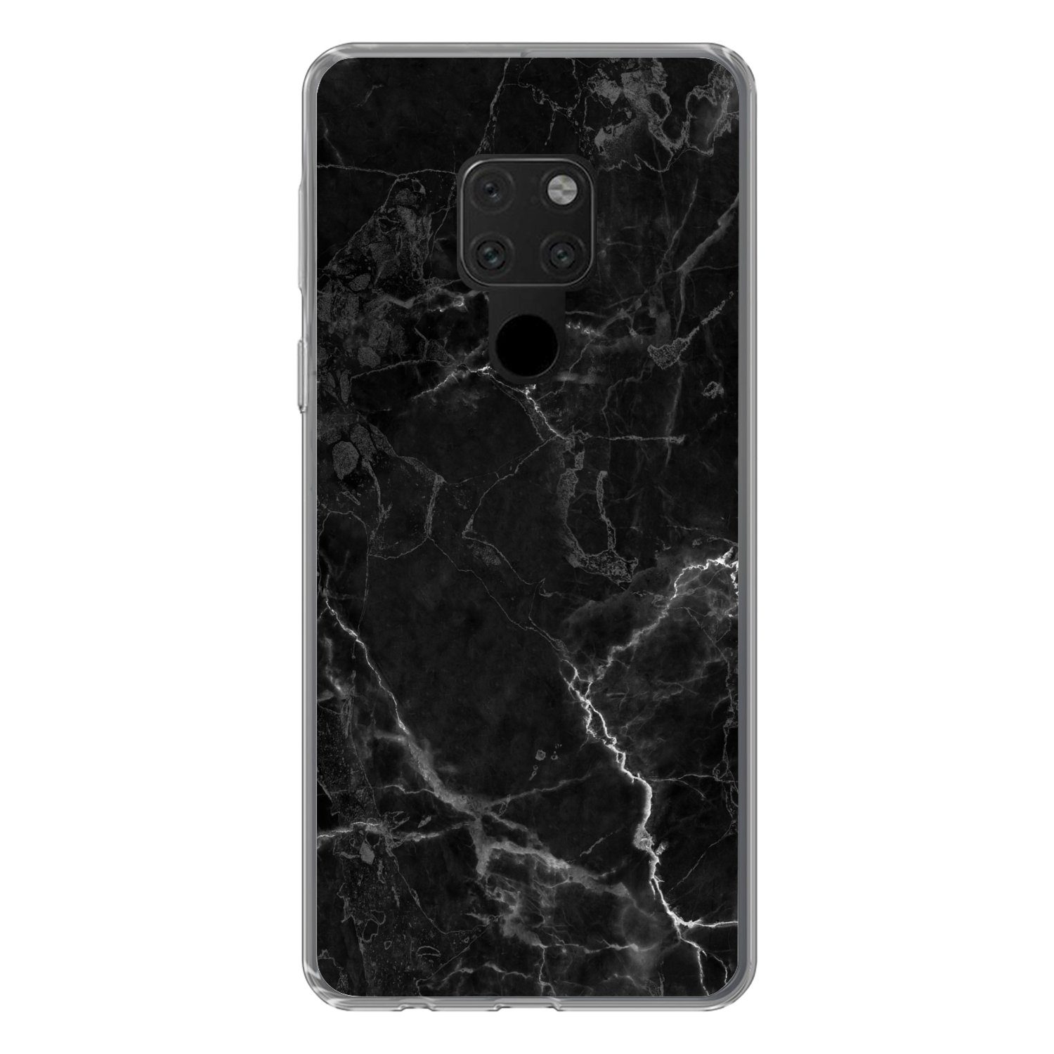MuchoWow Handyhülle für Huawei P40 Lite Marmor - Schwarz - Weiß - Textur - Marmoroptik, Handy Case, Silikon, Bumper Case Dünn