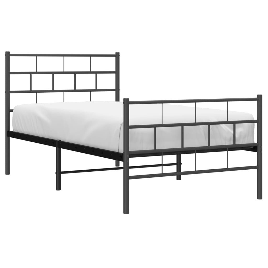 vidaXL Bett Bettgestell mit Kopf- und Fußteil Metall Schwarz 75x190 cm günstig online kaufen