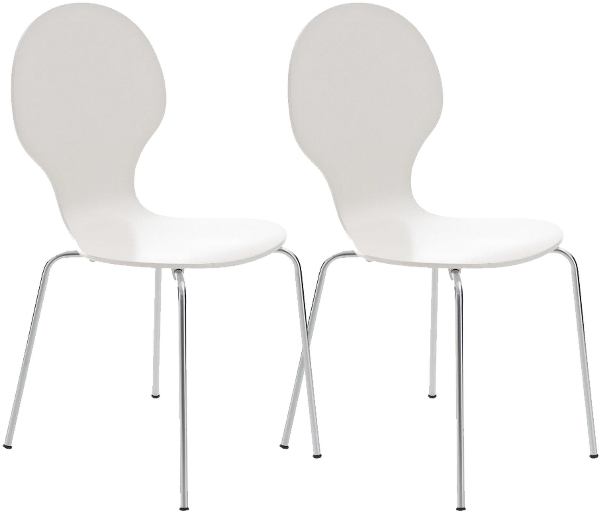 TPFLiving Besucherstuhl Daggy mit ergonomisch geformter Sitzfläche - Konferenzstuhl (Besprechungsstuhl - Warteraumstuhl - Messestuhl, 2 St), Gestell: Metall chrom - Sitzfläche: Holz weiß