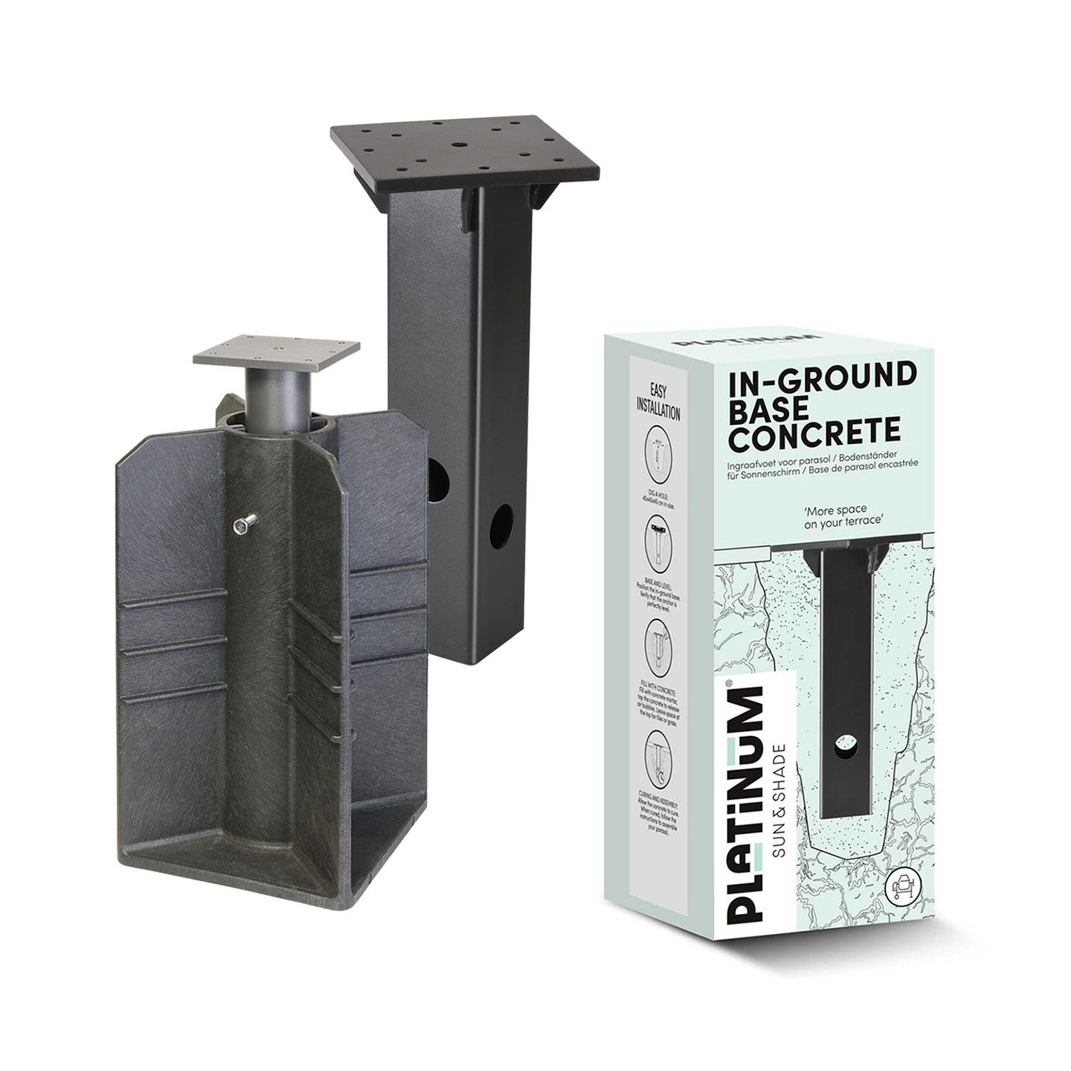 Platinum Sonnenschirm Sonnenschirmständer Erdverankerung für Platinum Ampelschirme Anthrazit, LxB: 6x6 cm