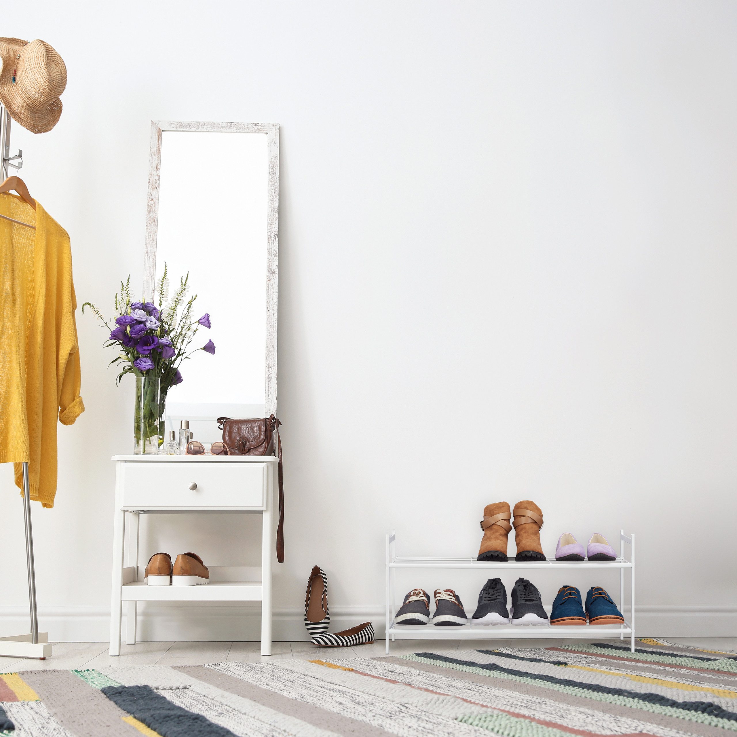 relaxdays Schuhregal Metall Schuhregal stapelbar, Weiß günstig online kaufen