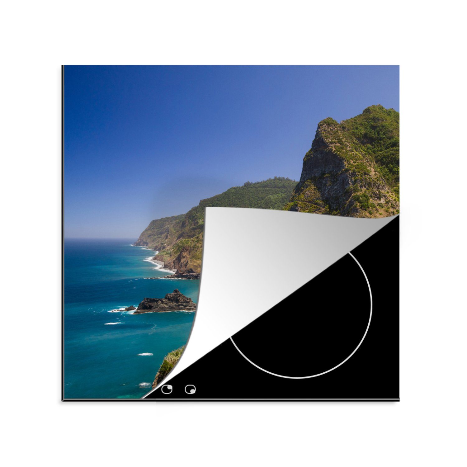 MuchoWow cm, Madeira, küche Arbeitsplatte Herdblende-/Abdeckplatte Ceranfeldabdeckung, für Vinyl, tlg), 78x78 - Portugal Gebirge (1 -