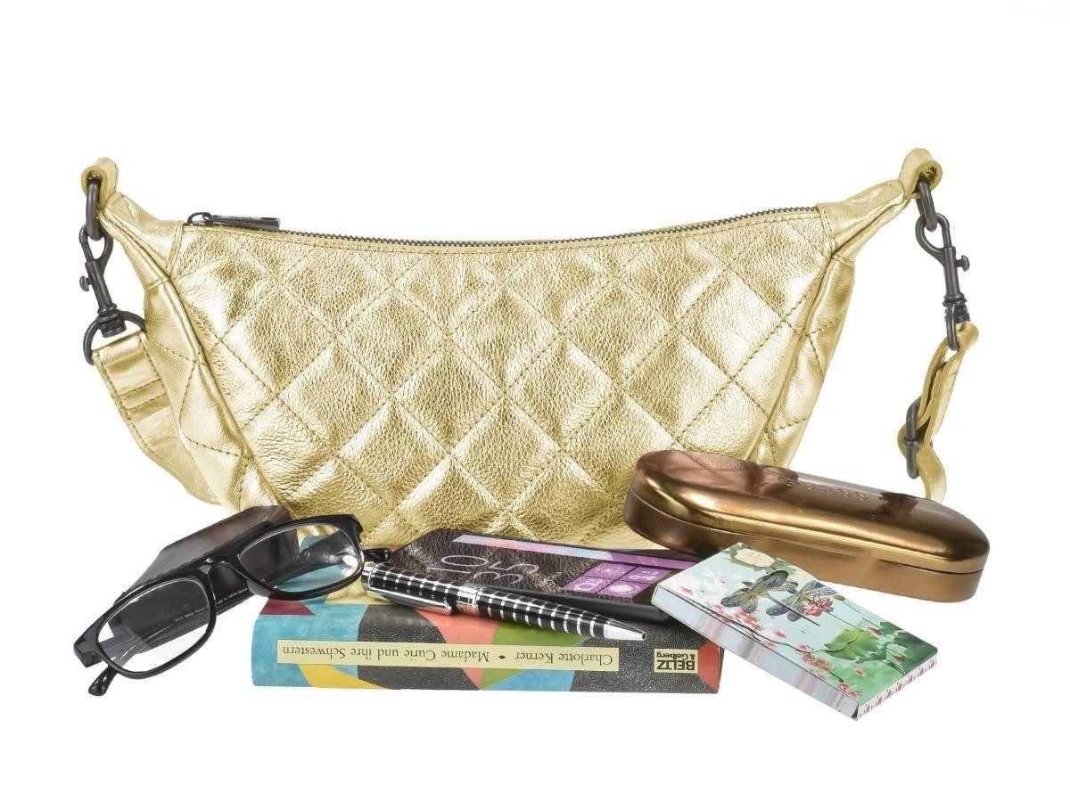 Bear Design Umhängetasche BEAR DESIGN Crossbody Bag LAURA "CALLISTO PELLE" champagner, 33x17cm als lässige Crossover Tasche