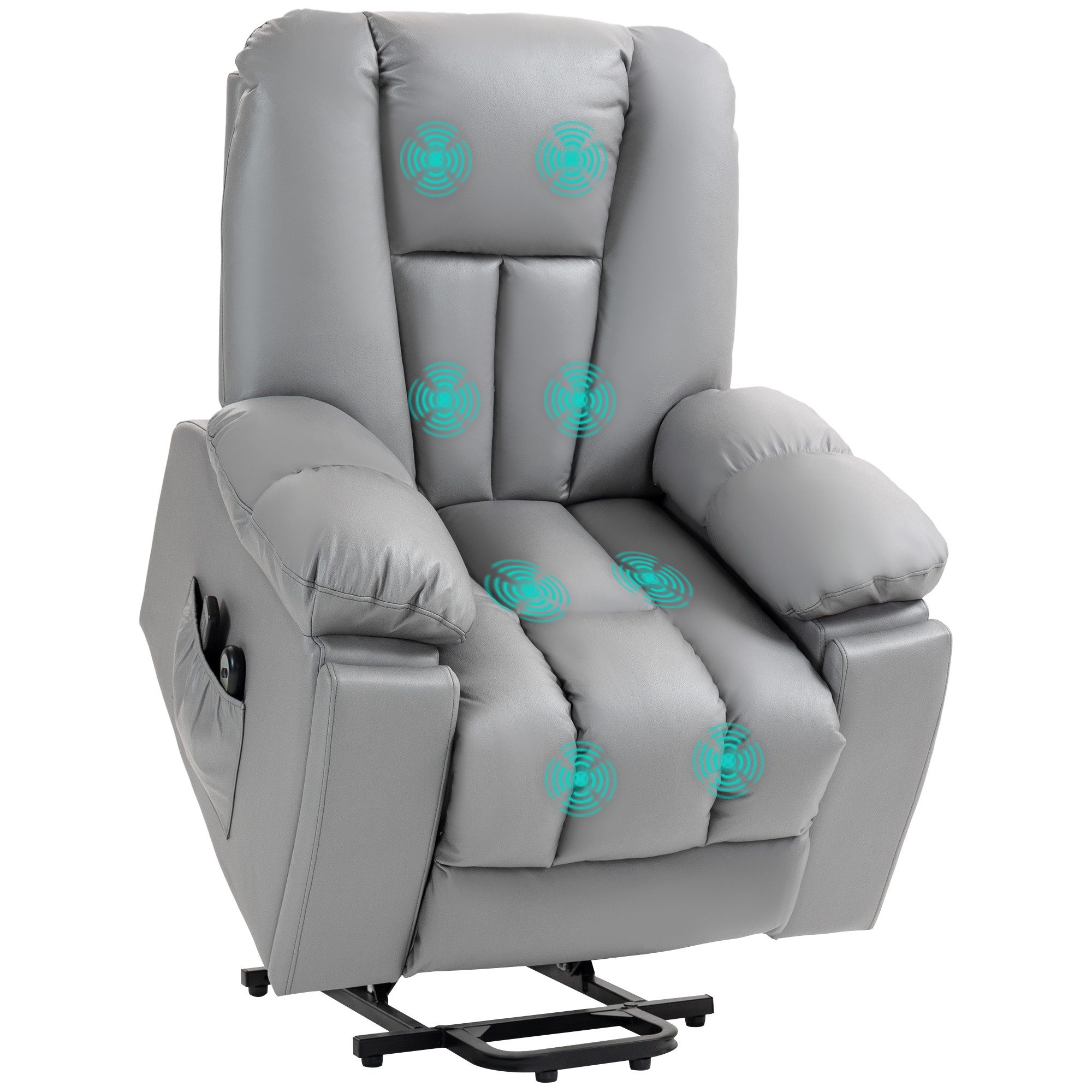 HOMCOM Massagesessel Elektrischer Aufstehsessel mit Seitentaschen (Fernsehsessel mit Fernbedienung, 1-St., Relaxsessel mit Liegefunktion), für Arbeitszimmer, Wohnzimmer, Dunkelgrau