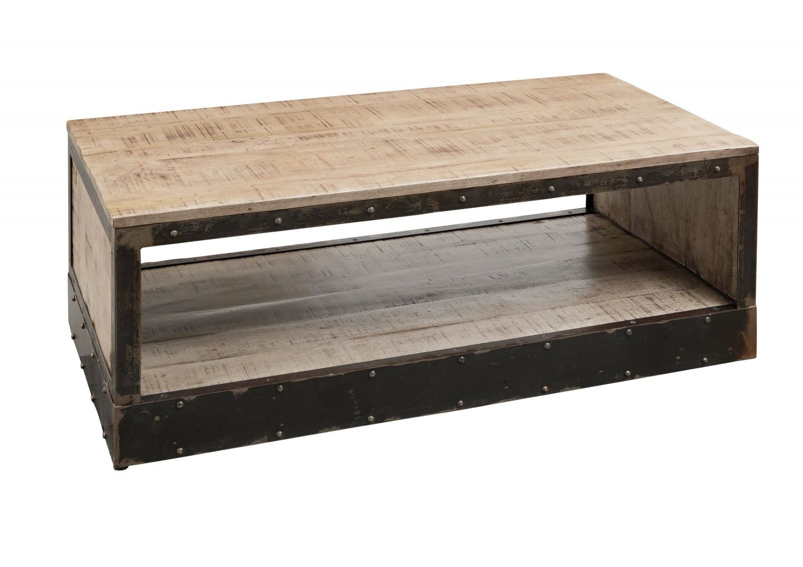 Massivmoebel24 Couchtisch HEAVY INDUSTRY (Couchtisch Mango 112x61x43 braun lackiert HEAVY INDUSTRY #264)