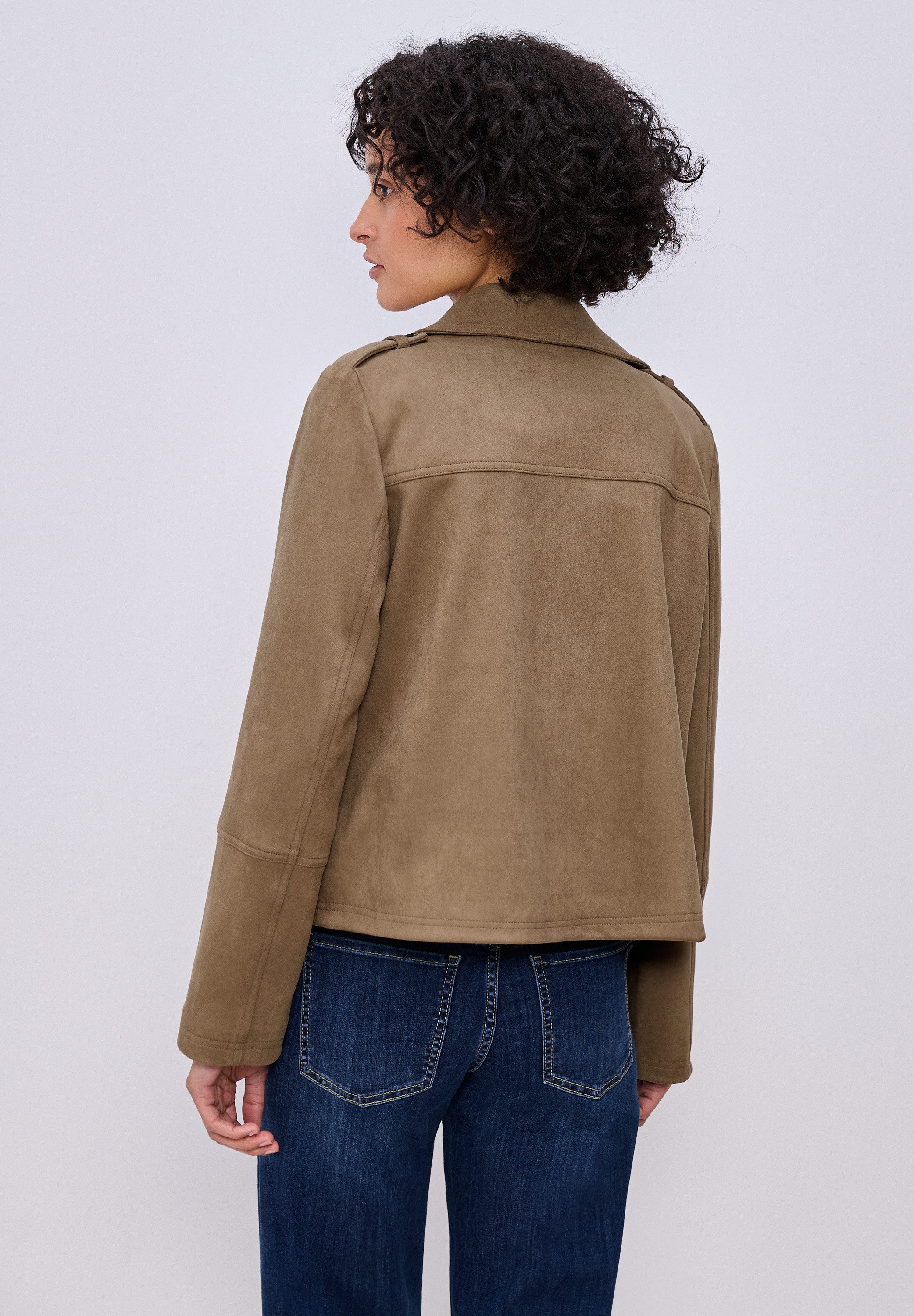 STREET ONE Lederimitatjacke in Velours-Optik