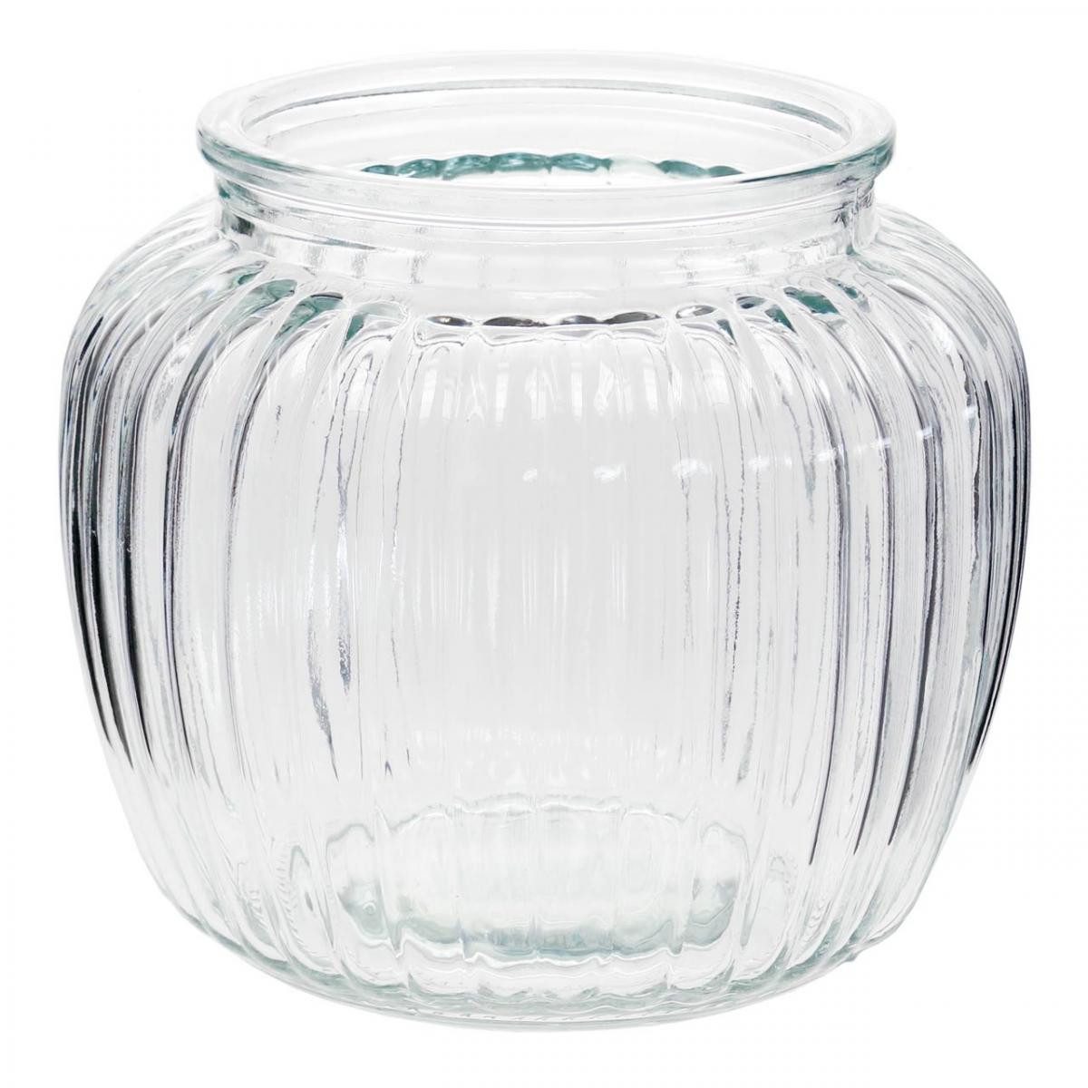 Tischvase Glasvase gerippt Vintage Klar Deko-Highlight Ø14cm H13cm 2St
