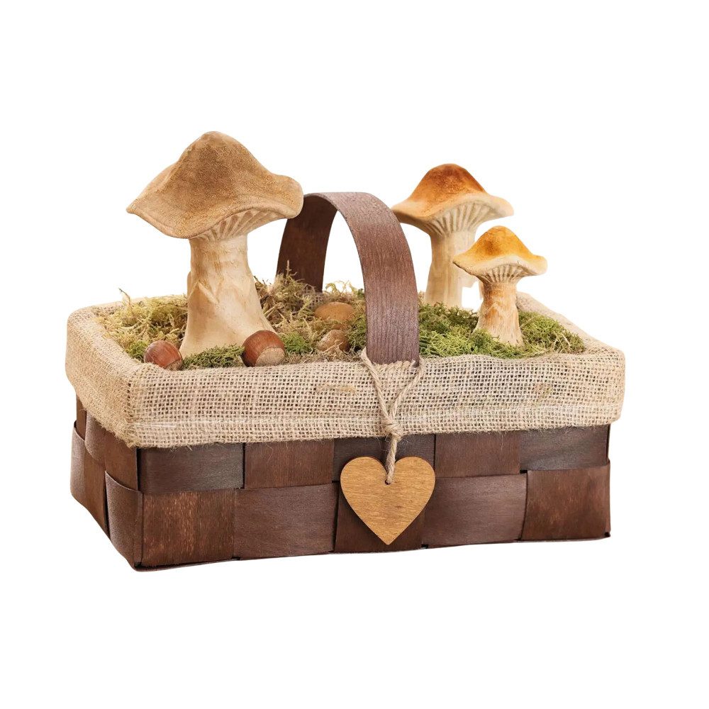 Home-trends24.de Dekokorb Bügelkorb Herzchen Braun Holzspan Füllkorb Herbst Deko