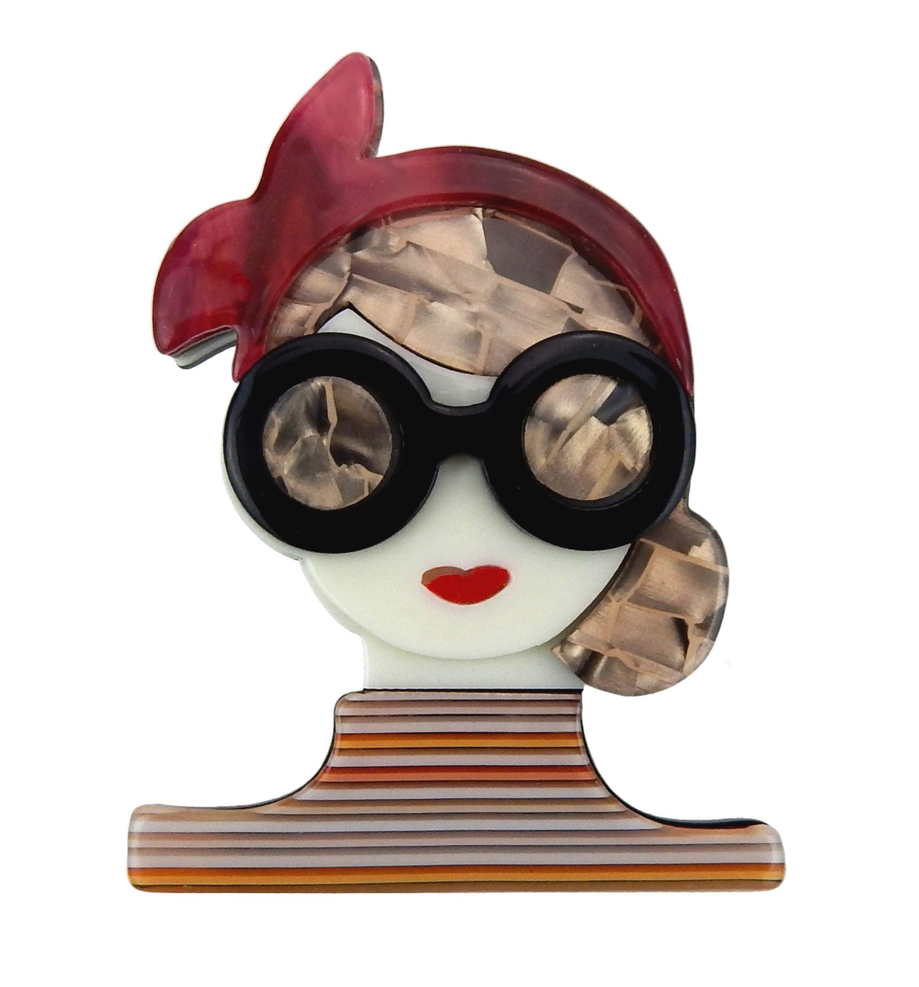 Ella Jonte Anstecknadel, Brosche Frau Rockabella 4 Farben Rot Gold Grün ode günstig online kaufen