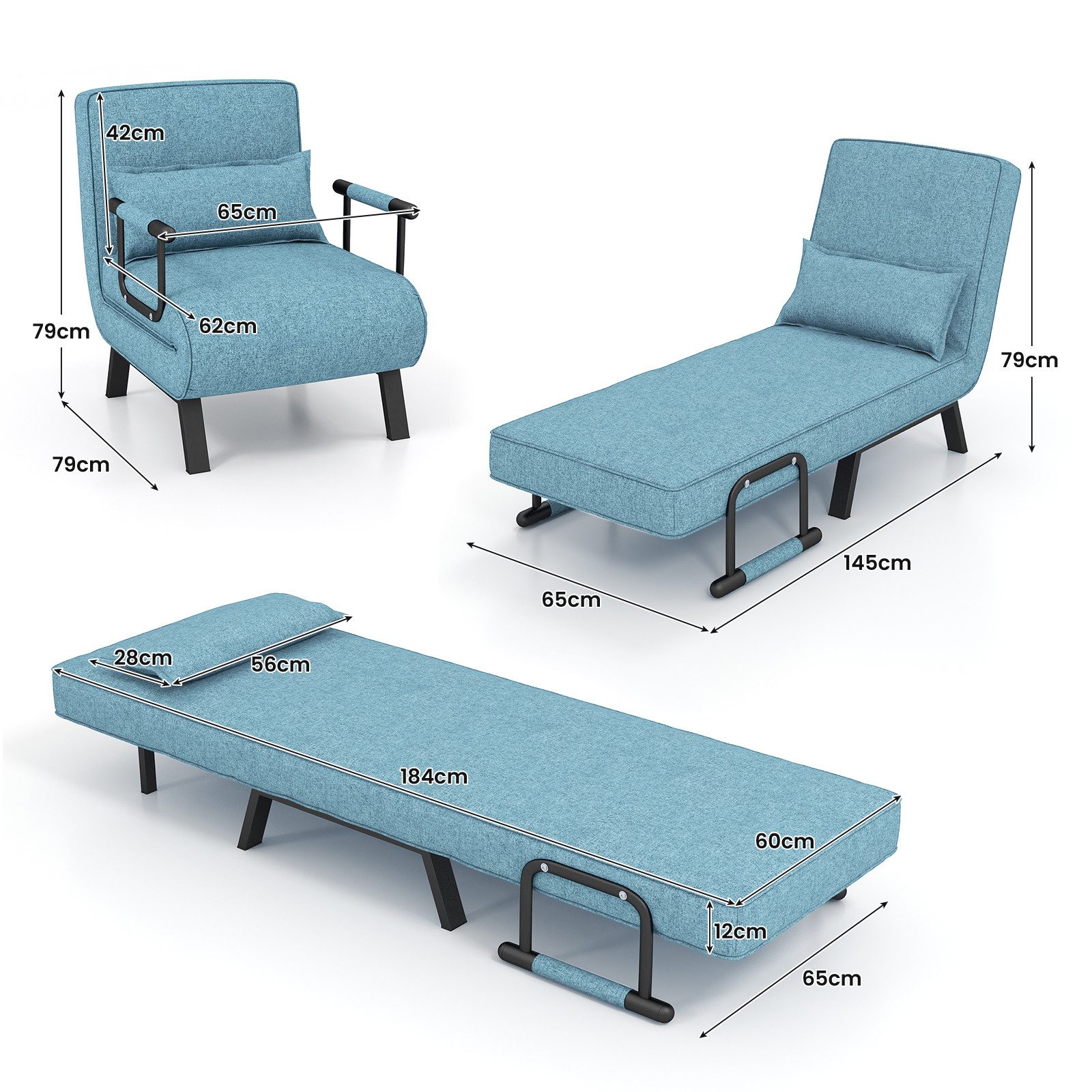 COSTWAY Schlafsofa, 4 in 1,klappbar,mit verstellbarer günstig online kaufen