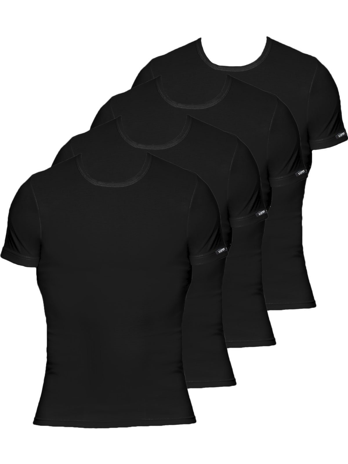 hohe schwarz T-Shirt Cotton 4er 4-St) Herren (Spar-Set, Unterziehshirt Bio Markenqualität Sparpack KUMPF
