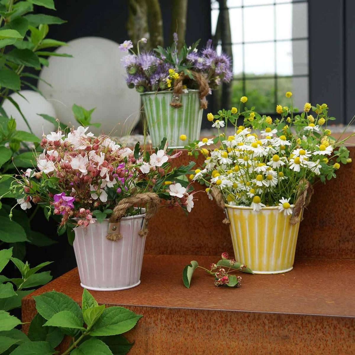 Viana Übertopf Metalltopf Gelb Shabby Chic günstig online kaufen