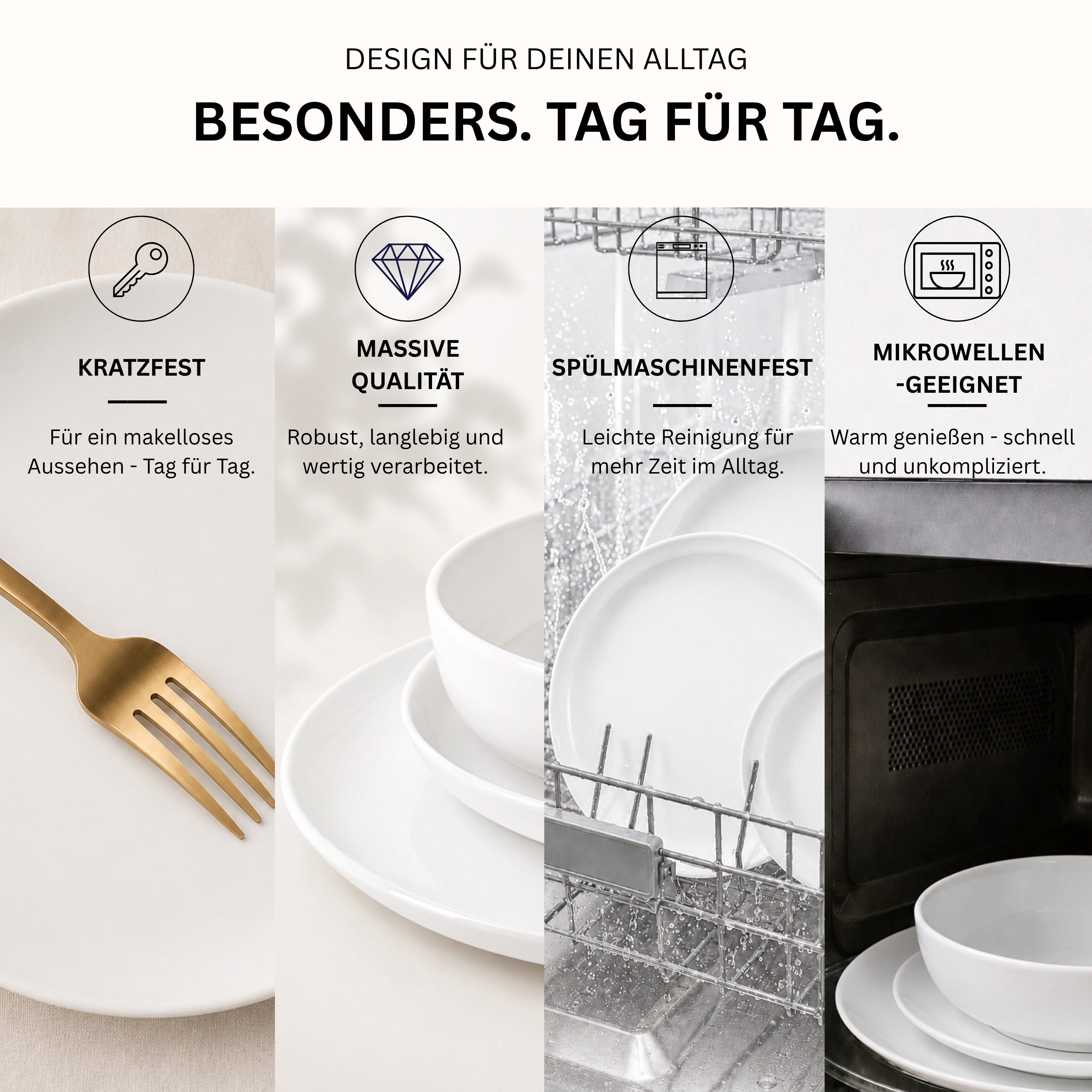 SÄNGER Tafelservice Marlo Geschirrset (24-tlg), 6 Personen, Porzellan, Marlo, Weiß, Premium Collection
