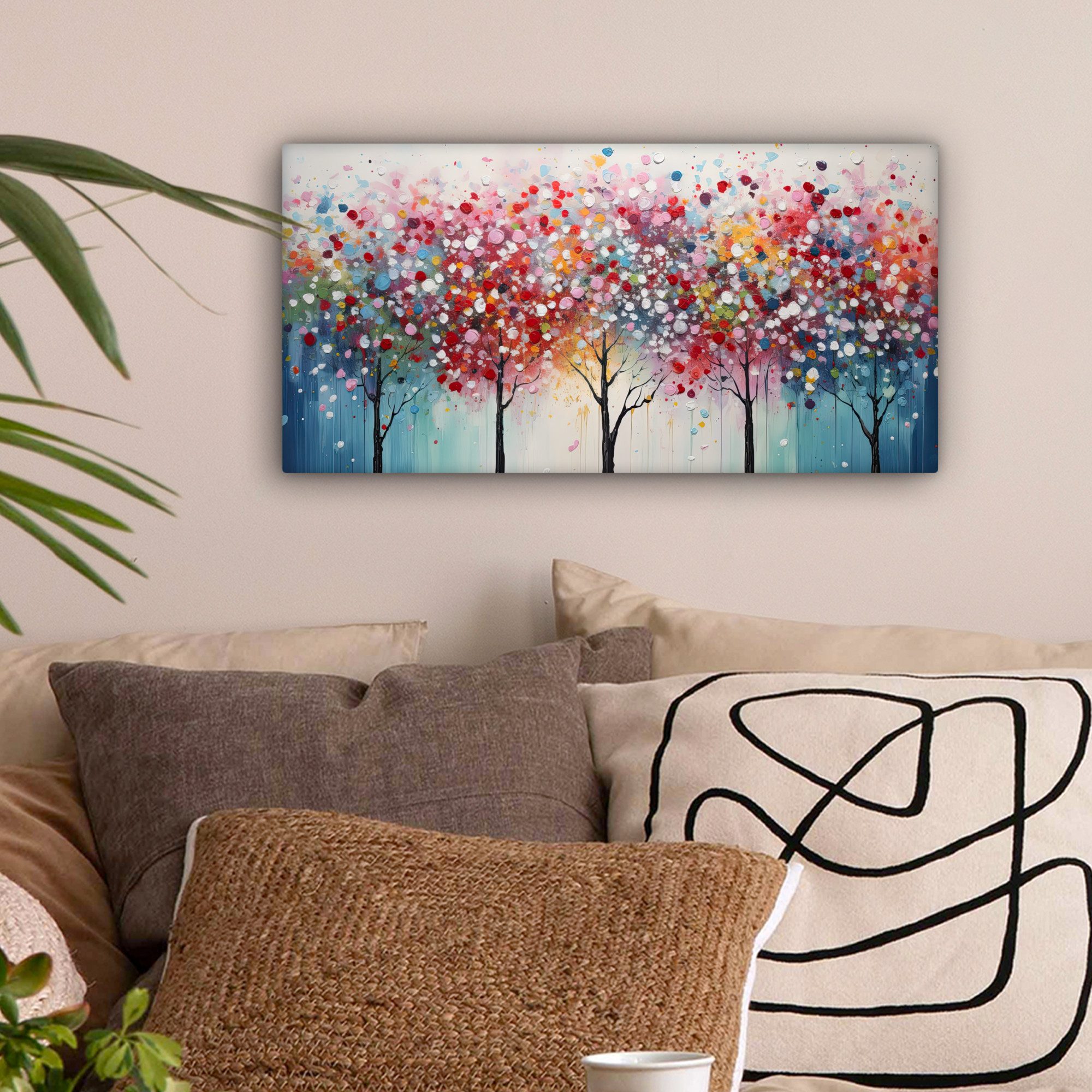 OneMillionCanvasses® Leinwandbild Panorama Kunst - Bäume - Natur - Acryl, F günstig online kaufen
