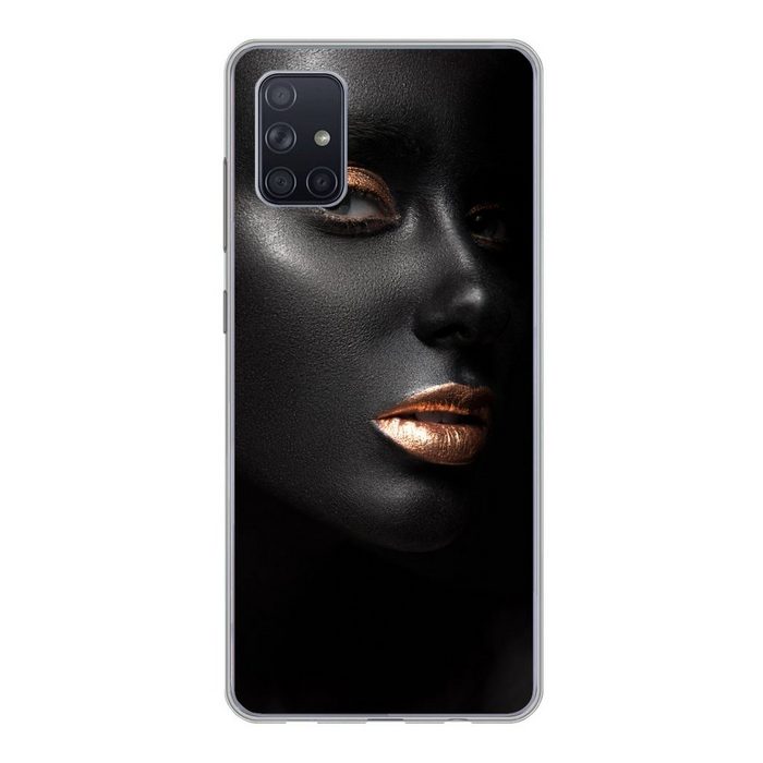 MuchoWow Handyhülle Frau - Make-up - Kupfer - Schwarz Phone Case Handyhülle Samsung Galaxy A71 Silikon Schutzhülle