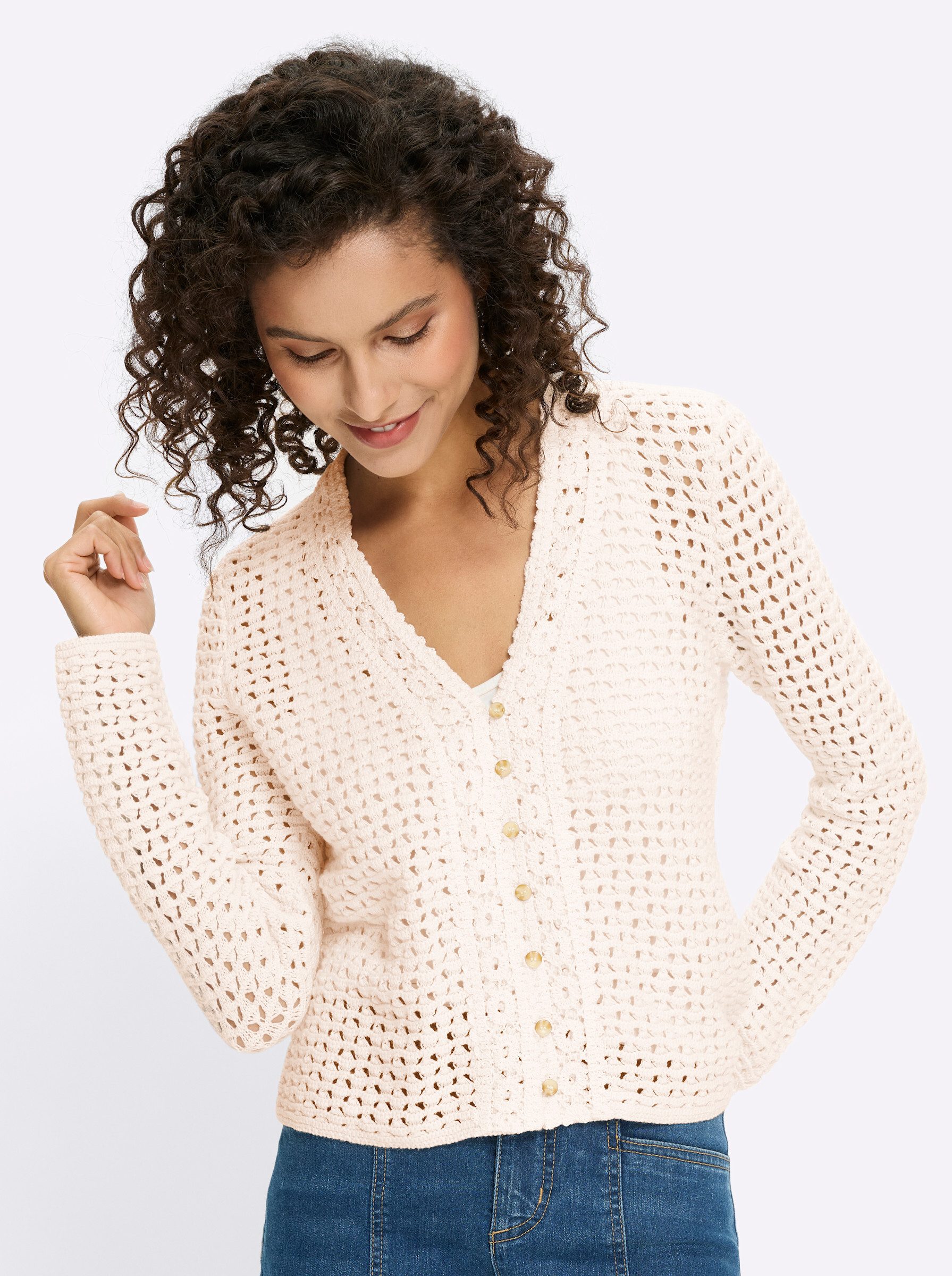 heine Strickjacke Cardigan Langarm Ajour, Struktur günstig online kaufen