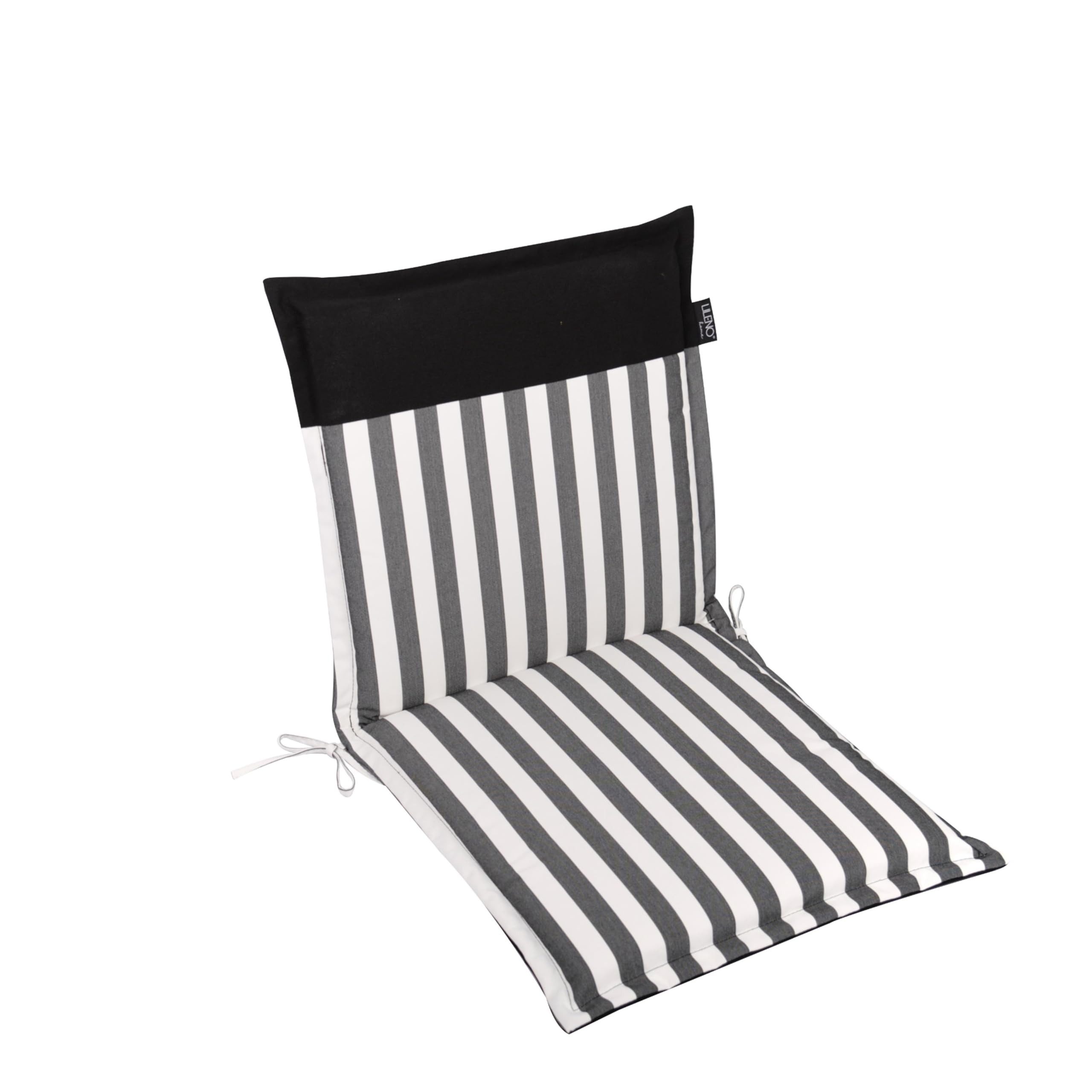LILENO HOME Polsterauflage Gartenstuhl Niedriglehner Auflage, bequeme Sitzauflage für Gartenmöbel, (1 St., 1er Set), Polsterauflage Streifen Schwarz, Sitzpolster für Klappstühle