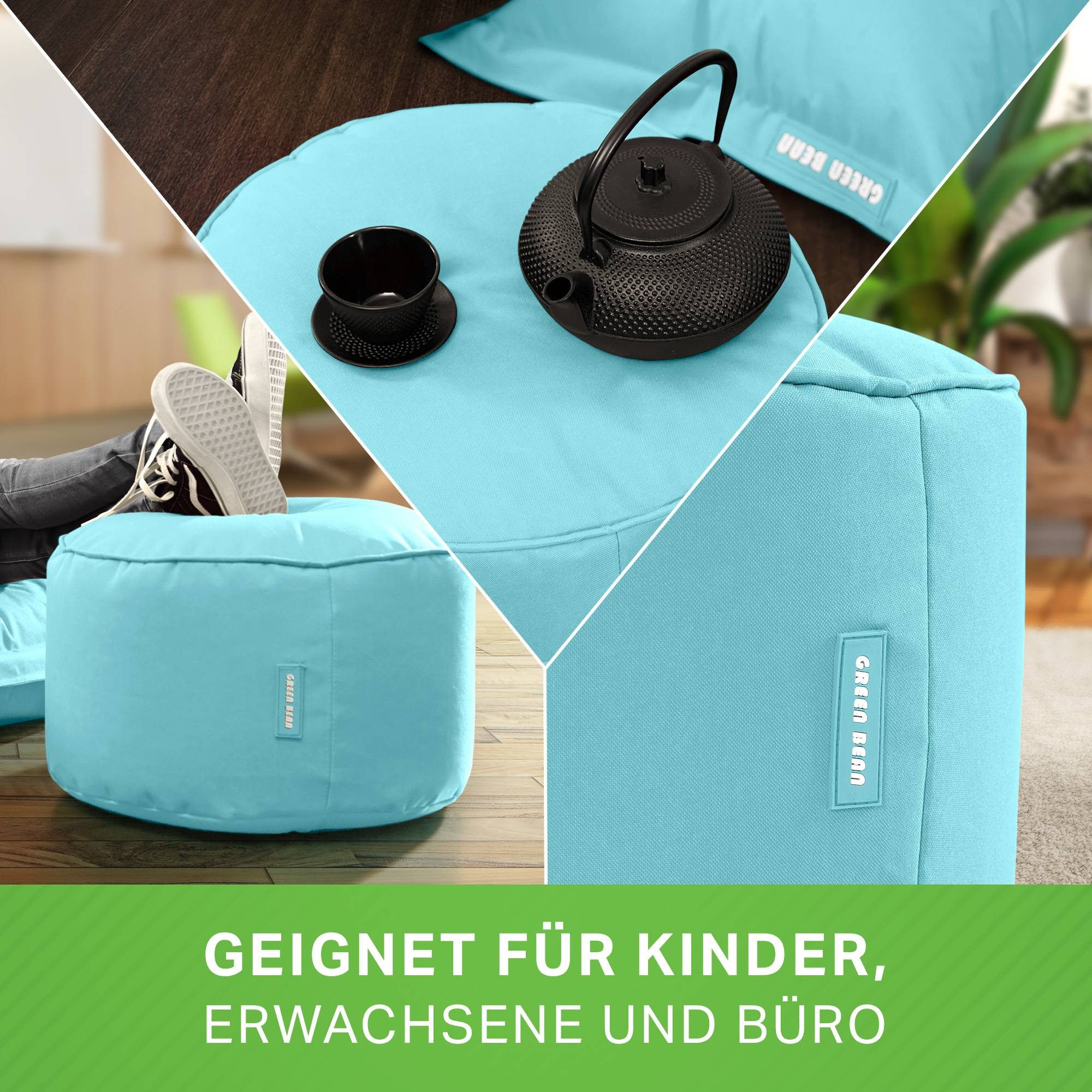 Green Bean Pouf Sitzsack-Hocker Pouf Stay 45x25cm (Sitzsack-Hocker 45x25cm mit EPS-Perlen Füllung -, Fußhocker Fußkissen Sitz-Pouf für Sitzsäcke), die ideale Ergänzung zum Sitzsack