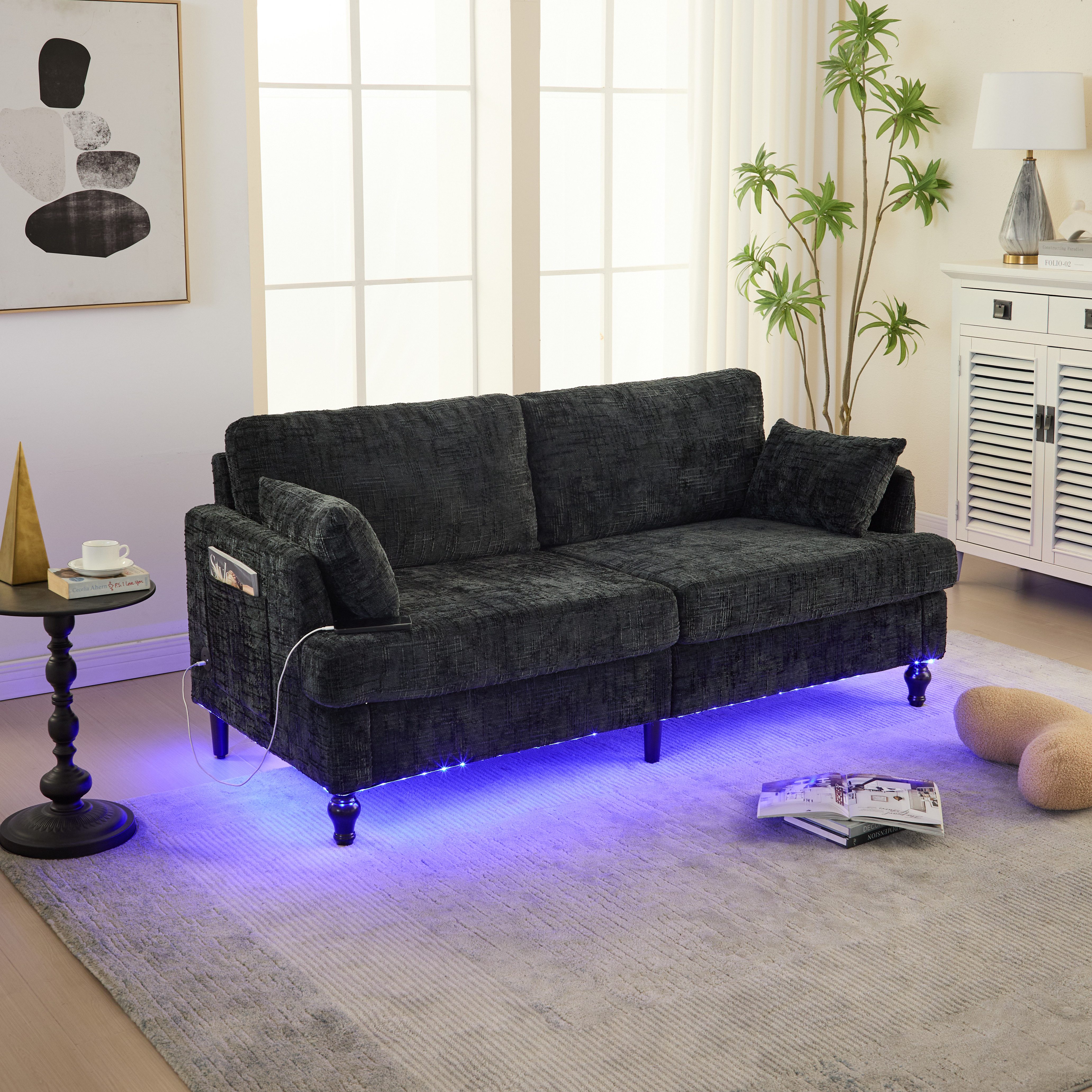 STILVORA Sofa 2-sitziges Sofa mit LED&USB,Modernes Sofa Doppelsofa mit Stau günstig online kaufen