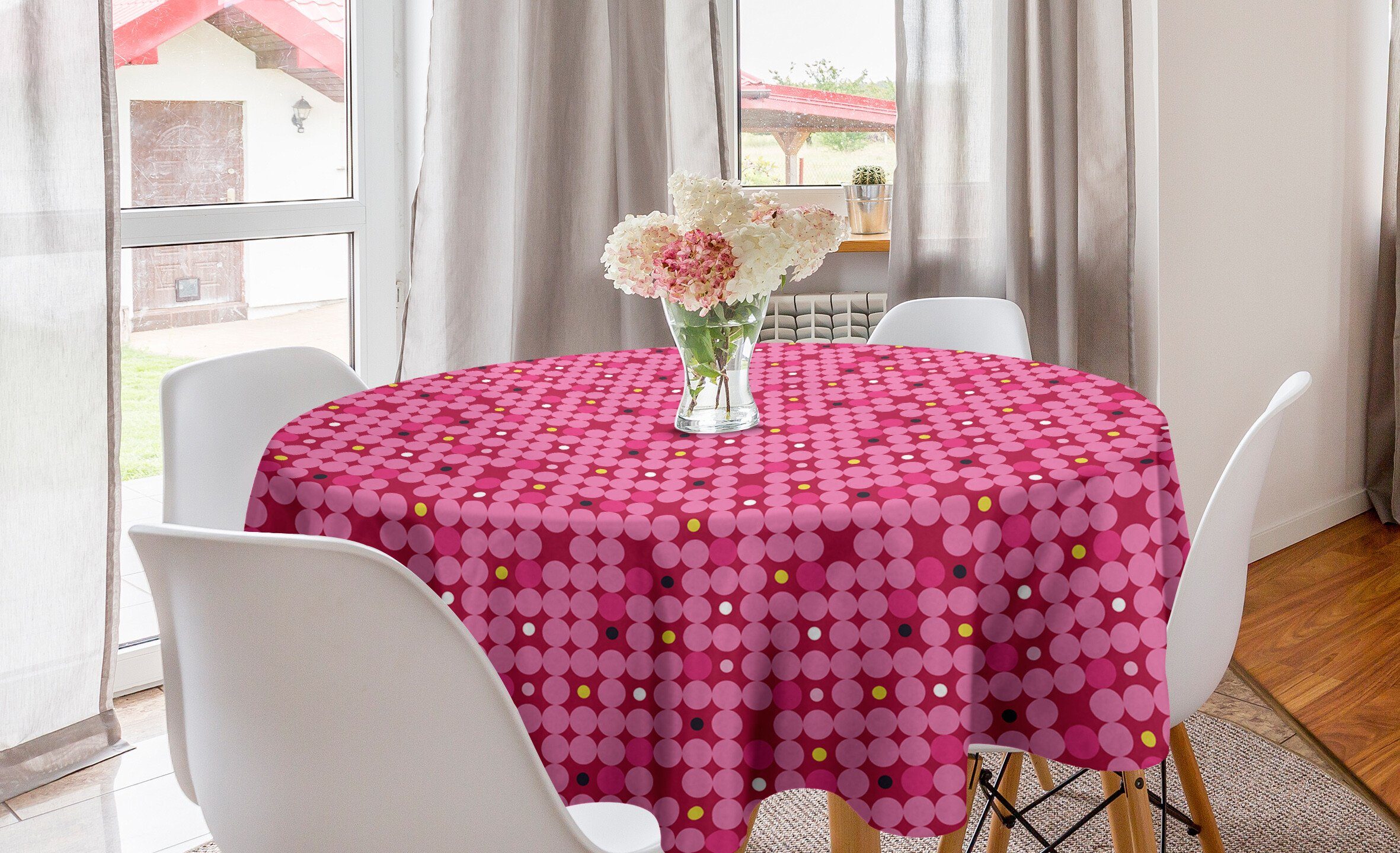 Runden Abakuhaus Dekoration, weibliches Geometrisch Abdeckung für Modernes Esszimmer Tischdecke Küche Kreis Tischdecke