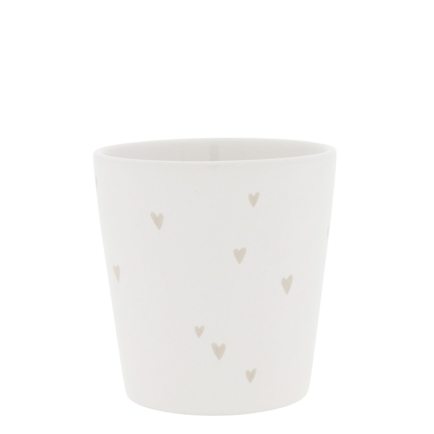 Bastion Collections Tasse Beige Titan, Keramik, Spülmaschinengeeignet, Weiß, Herzen, H: 9cm