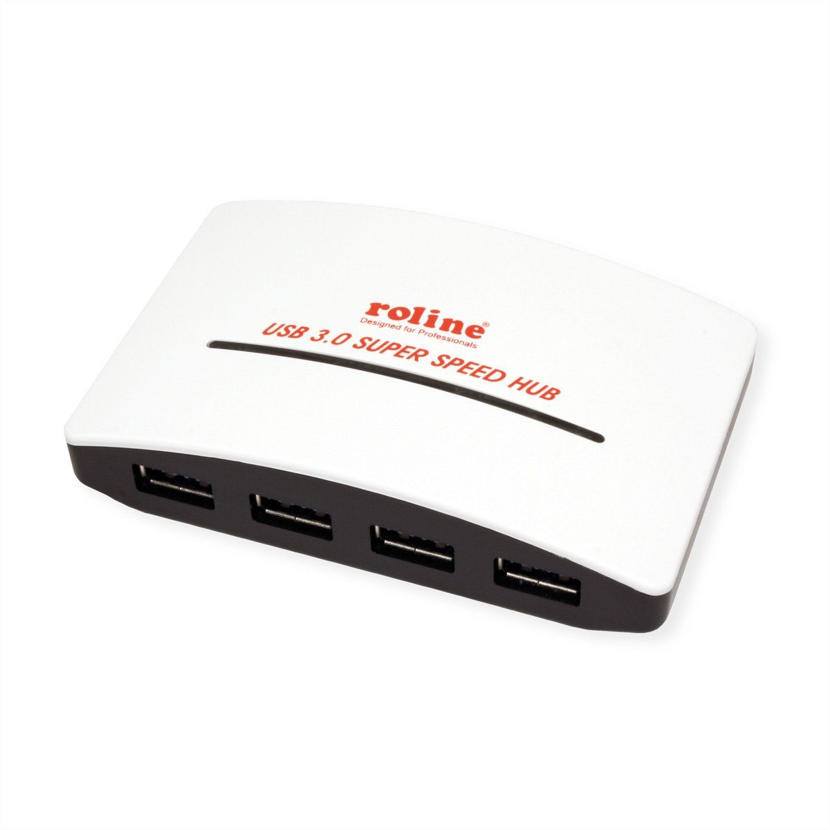 ROLINE USB 3.2 Gen 1 Hub "Black and White" Computer-Adapter USB 3 Typ A Männlich (Stecker) zu USB 3 Typ A Weiblich (Buchse), 4 Ports, mit Netzteil