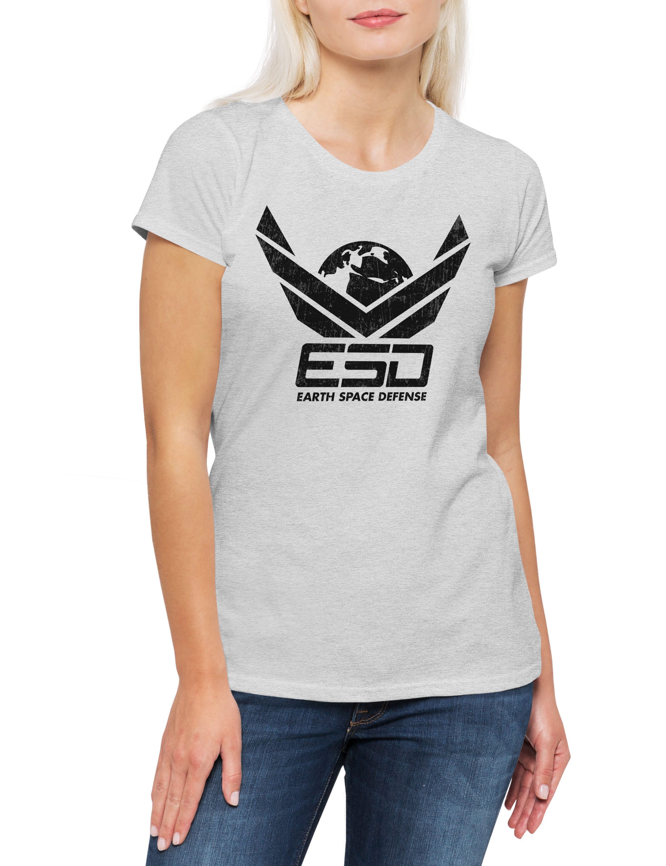Print-Shirt Earth Space Defense Logo I Damen T-Shirt Invasion Independence Alien