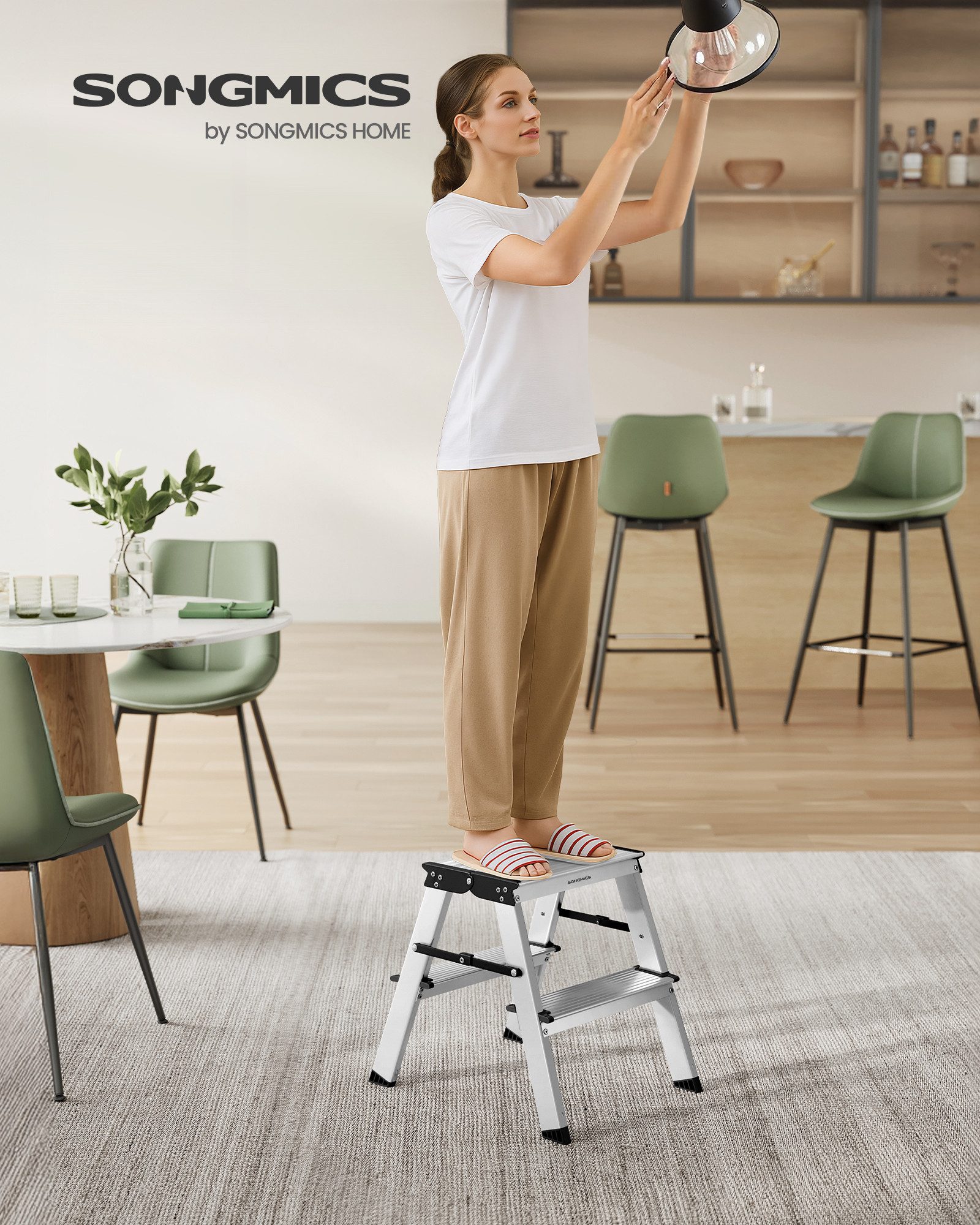 SONGMICS Trittleiter, Leiter, Aluleiter, Stehleiter, Mehrzweckleiter, bis 150 kg