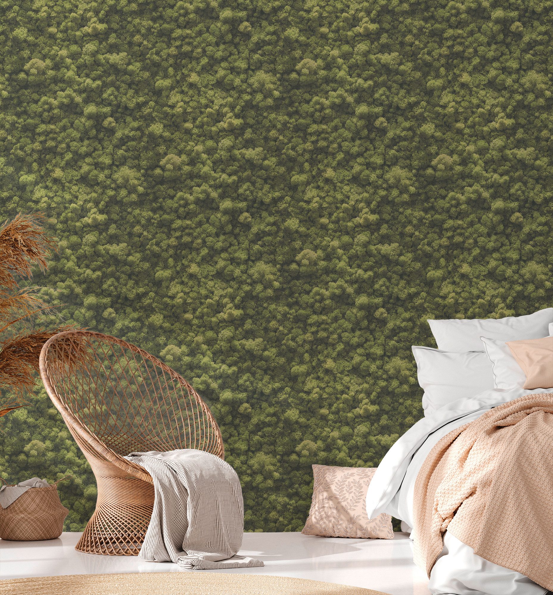 A.S. Création Vliestapete PintWalls II Mooswandoptik Tapete Mustertapete 3D Mooswand 3D, strukturiert, matt, (1 St), Vliestapete Naturmotiv für Schlafzimmer Küche Wohnzimmer Mooswandoptik