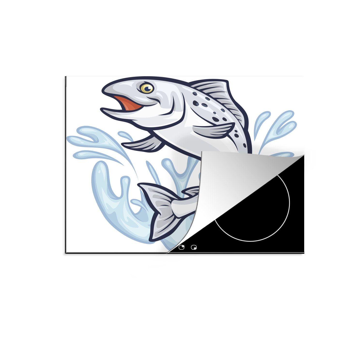 Ceranfeldabdeckung Fisches Wasser, cm, tlg), Induktionskochfeld, eines 57x51 Vinyl, Herdblende-/Abdeckplatte Illustration Induktionsschutz, im (1 MuchoWow