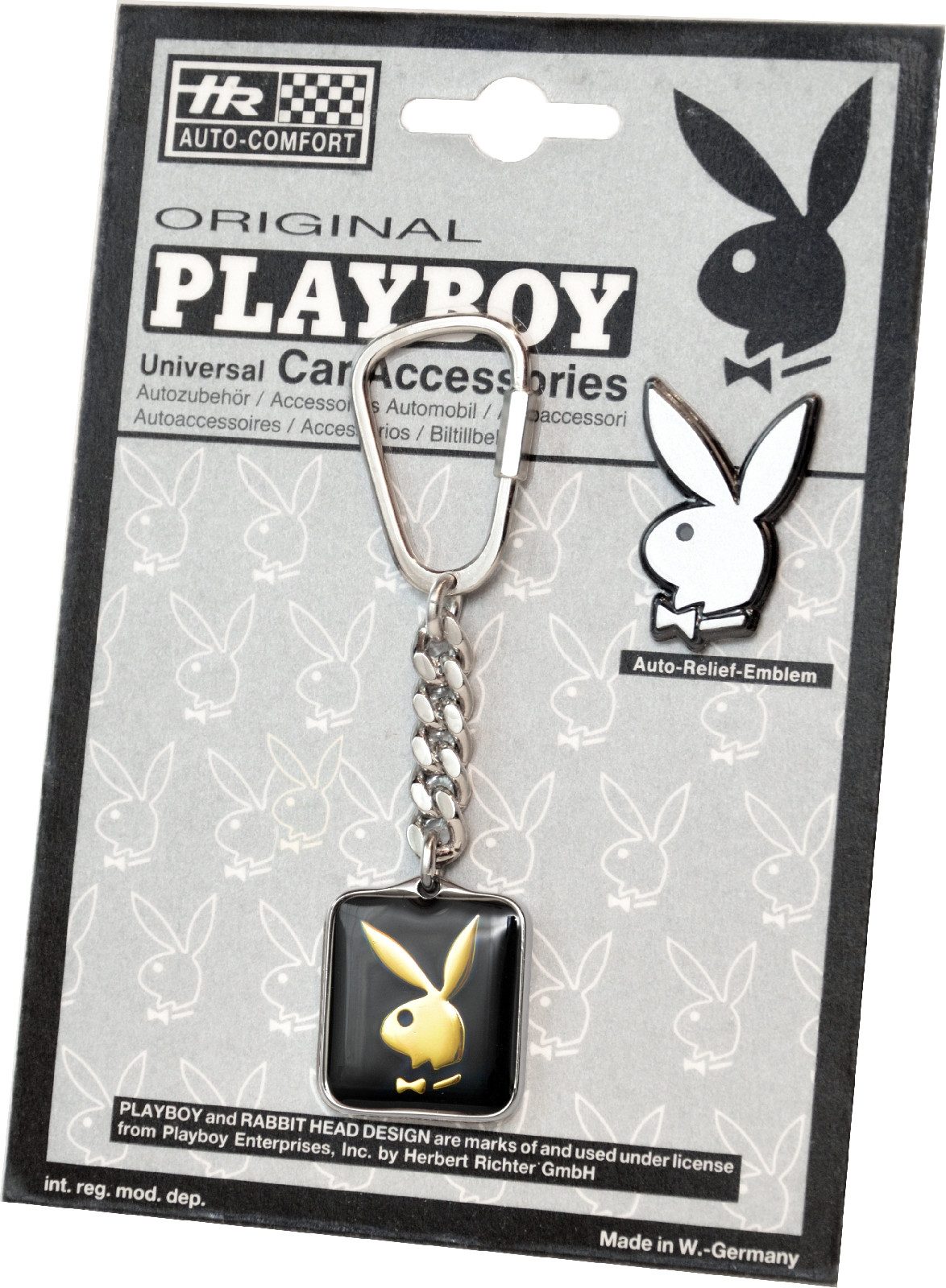 PLAYBOY Schlüsselanhänger Set Orig. Metall PLAYBOY Schlüsselanhänger Hase BUNNY Relief Emblem