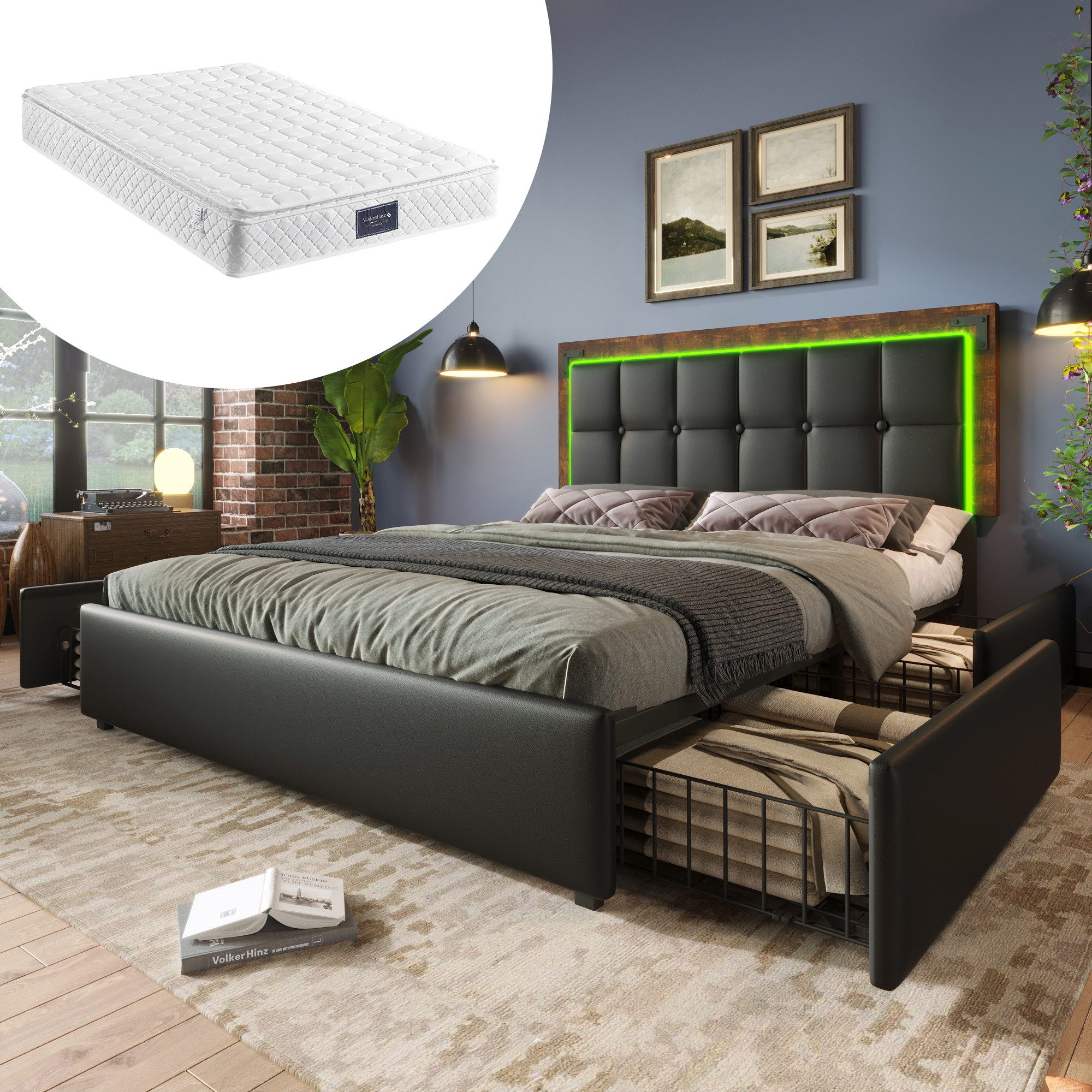 STILVORA Polsterbett Bettgestell 140x200 bett mit günstig online kaufen