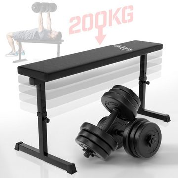 Physionics Hantelbank + Kurzhantel Set 40kg Trainingsbank Hantelset Fitnessbank