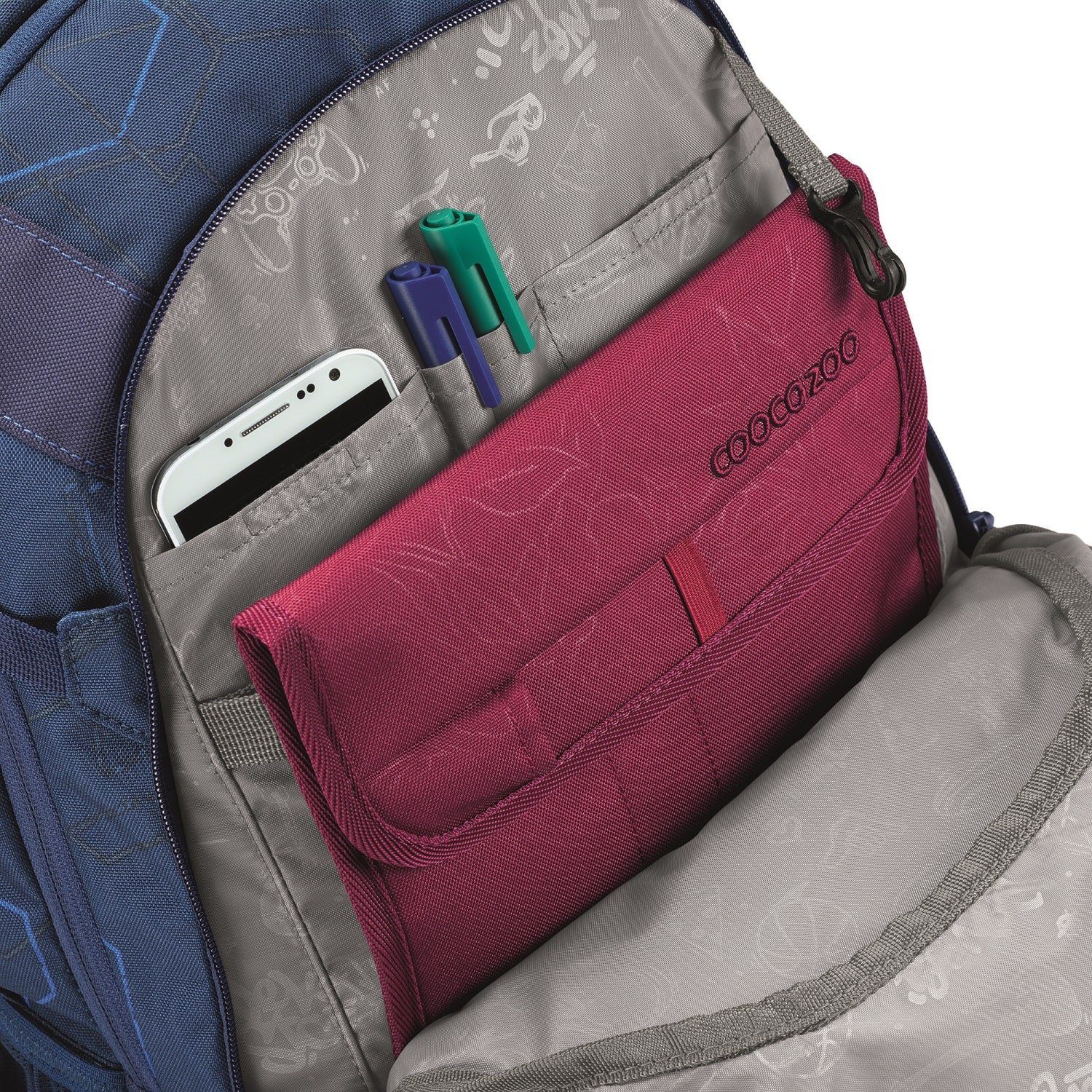 coocazoo Schulranzen Schulrucksack-Set MATE Blue Motion 2-teilig (Rucksack, Mäppchen), ergonomisch, reflektiert, Körpergröße: 135 - 180 cm – Bild 2 von 5