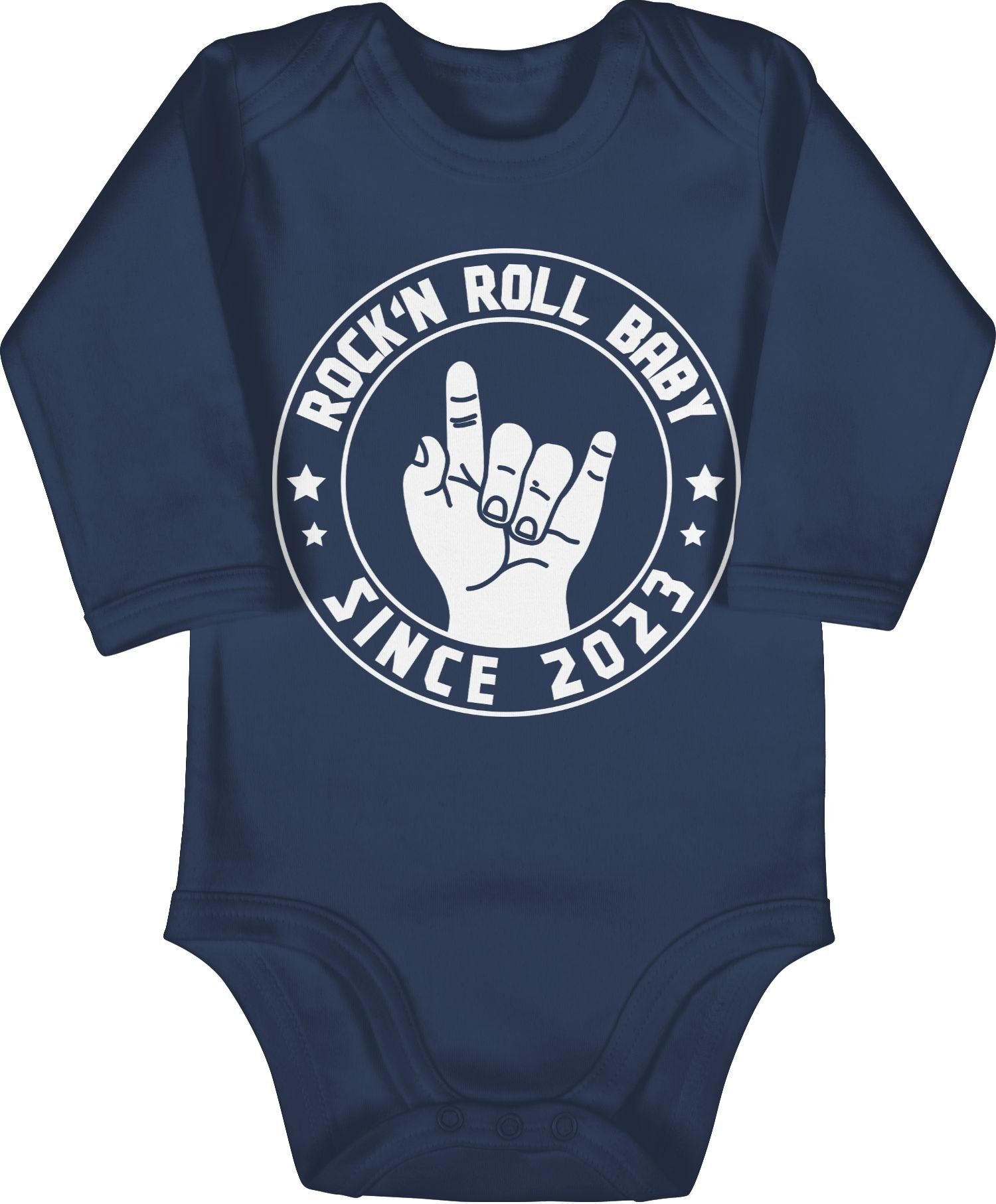 Shirtracer Shirtbody Rock'n Roll Baby since 2023 Sprüche Baby 3 Navy Blau