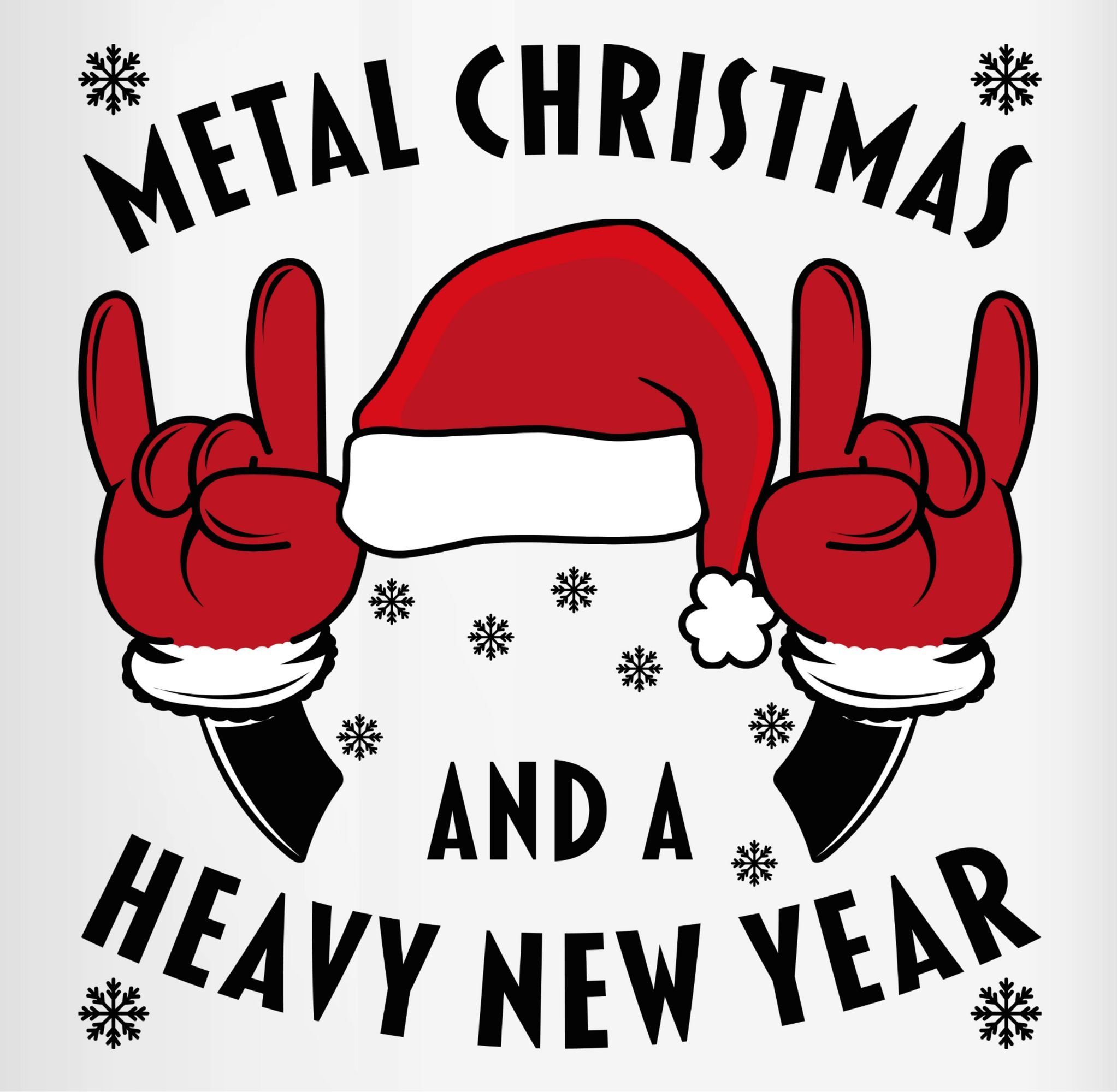 Shirtracer Tasse Metal Christmas and a Heavy New Year, Keramik, Weihnachtstasse