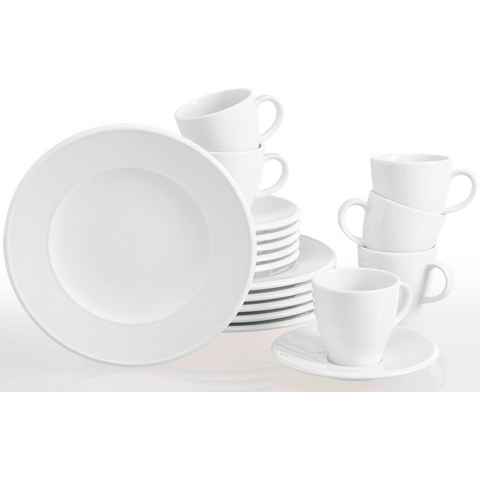 Retsch Arzberg Kaffeeservice Geschirr-Set, Service Novo (18-tlg), 6 Personen, Porzellan, Made in Germany, 18 Teile, für 6 Personen