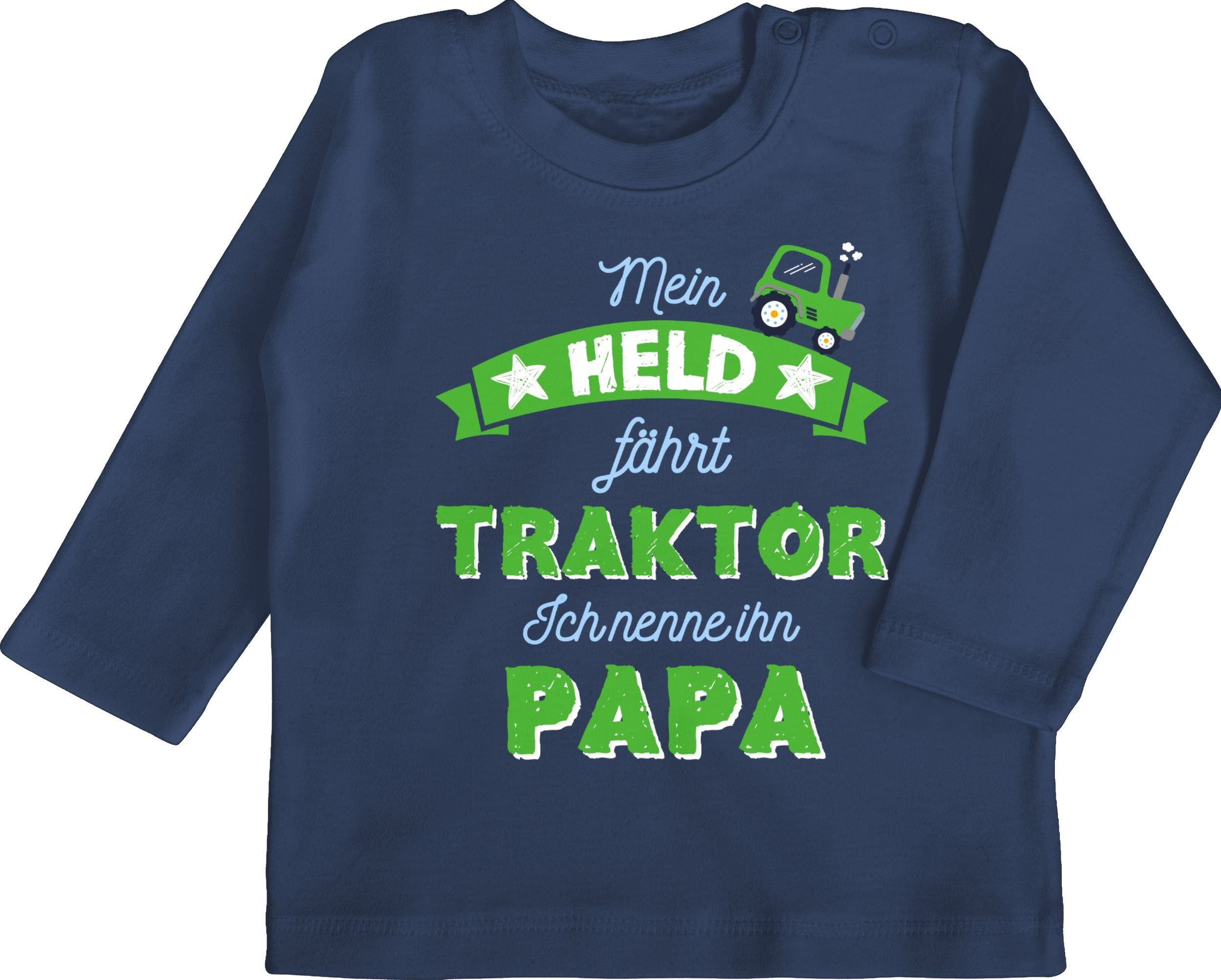 Shirtracer T-Shirt Mein Held fährt Traktor Papa Geschenk Vatertag Baby 1 Navy Blau