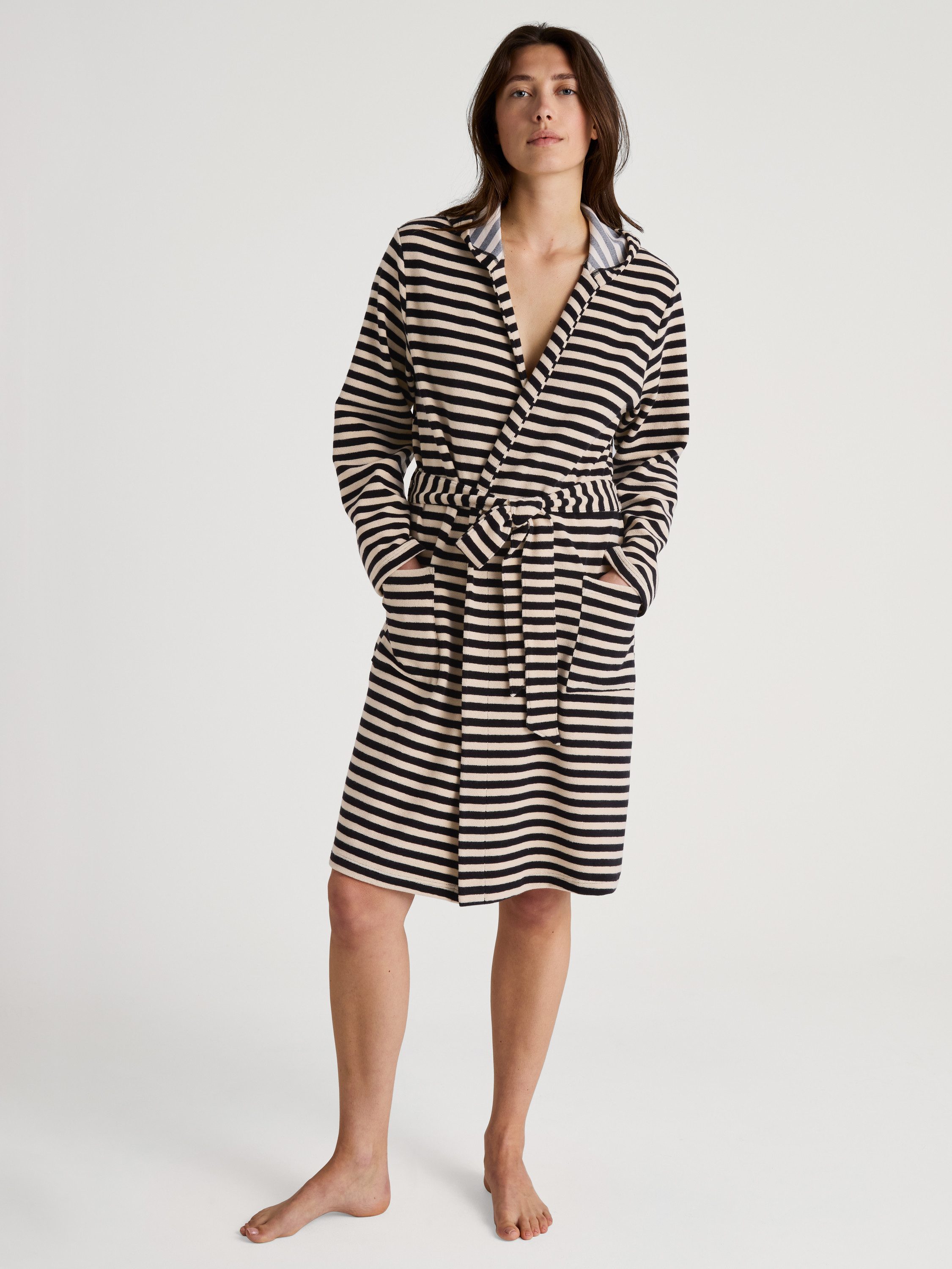 CALIDA Damenbademantel Lounge Stripe Damen, Baumwolle, günstig online kaufen