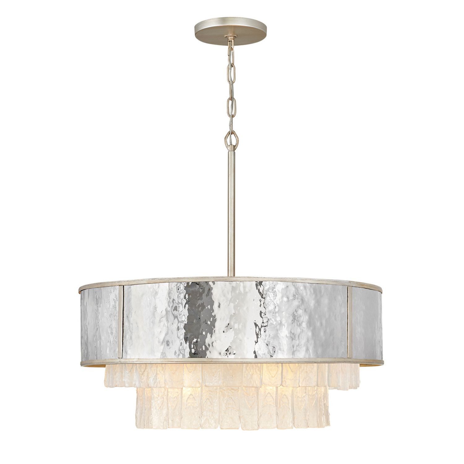 Licht-Erlebnisse Pendelleuchte KARIN, ohne Leuchtmittel, E14 Ø 66 cm rund H: max. 386,2 cm Kristall in Creme-Gold Edelstahl