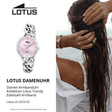 Lotus Quarzuhr LOTUS Damen Uhr Fashion 18721/3, Damenuhr rund, klein (ca. 30mm) Edelstahlarmband silber
