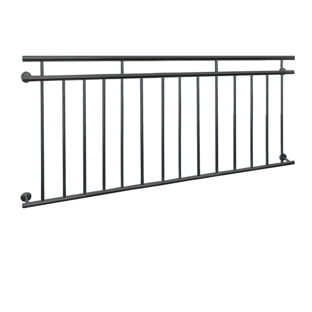 ECD Germany Brüstungsgeländer Französischer Balkon Balkongeländer Balkongitter Außen Fenstergitter, 184 cm Länge, 90 cm Höhe, Balkonbrüstung mit 14 Füllstäben Stabgeländer Geländer matt und rau