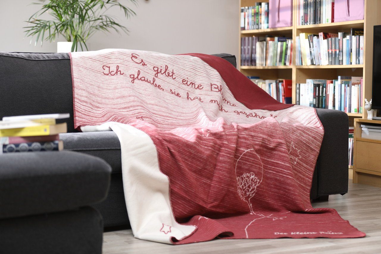 Wohndecke Der kleine Prinz Blume Kuscheldecke, KOLTER, Nachhaltig, vegane Bio-Baumwolle, Made in Germany