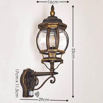 hofstein Außen-Wandleuchte »Meyen« Außenwandlampe, Aluguss in Braun/Gold m. Kunststoff-Scheiben, ohne Leuchtmittel, Wandlampe m. E27, m. Bewegungsmelder