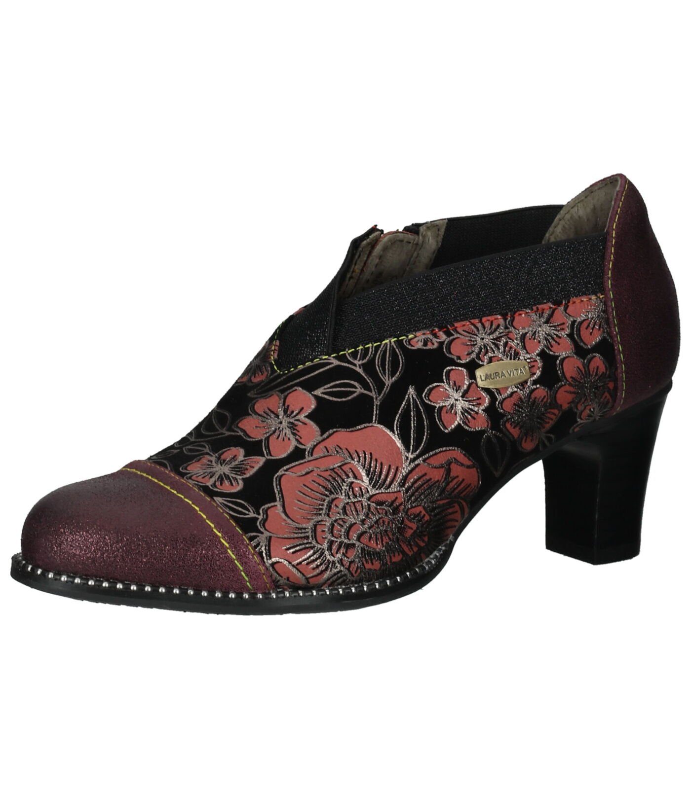 Laura Vita Damen Pumps Mit Blumenmuster - Elegante Schnürpumps Aus Leder